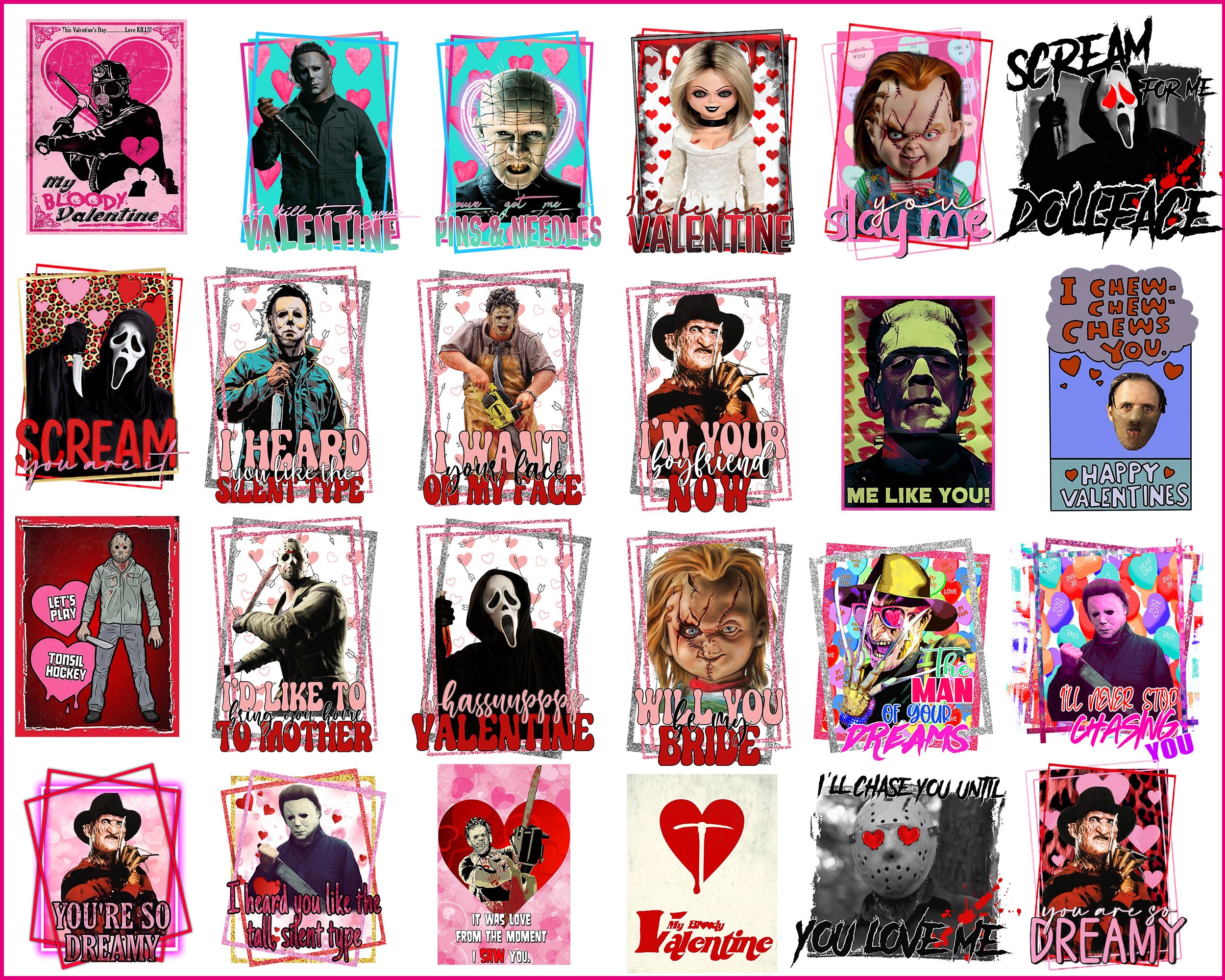 Version 2 - 24+ Horror Valentine bundle, Valentine's day PNG, Valentine sublimation Design Digital Download VLT30122202