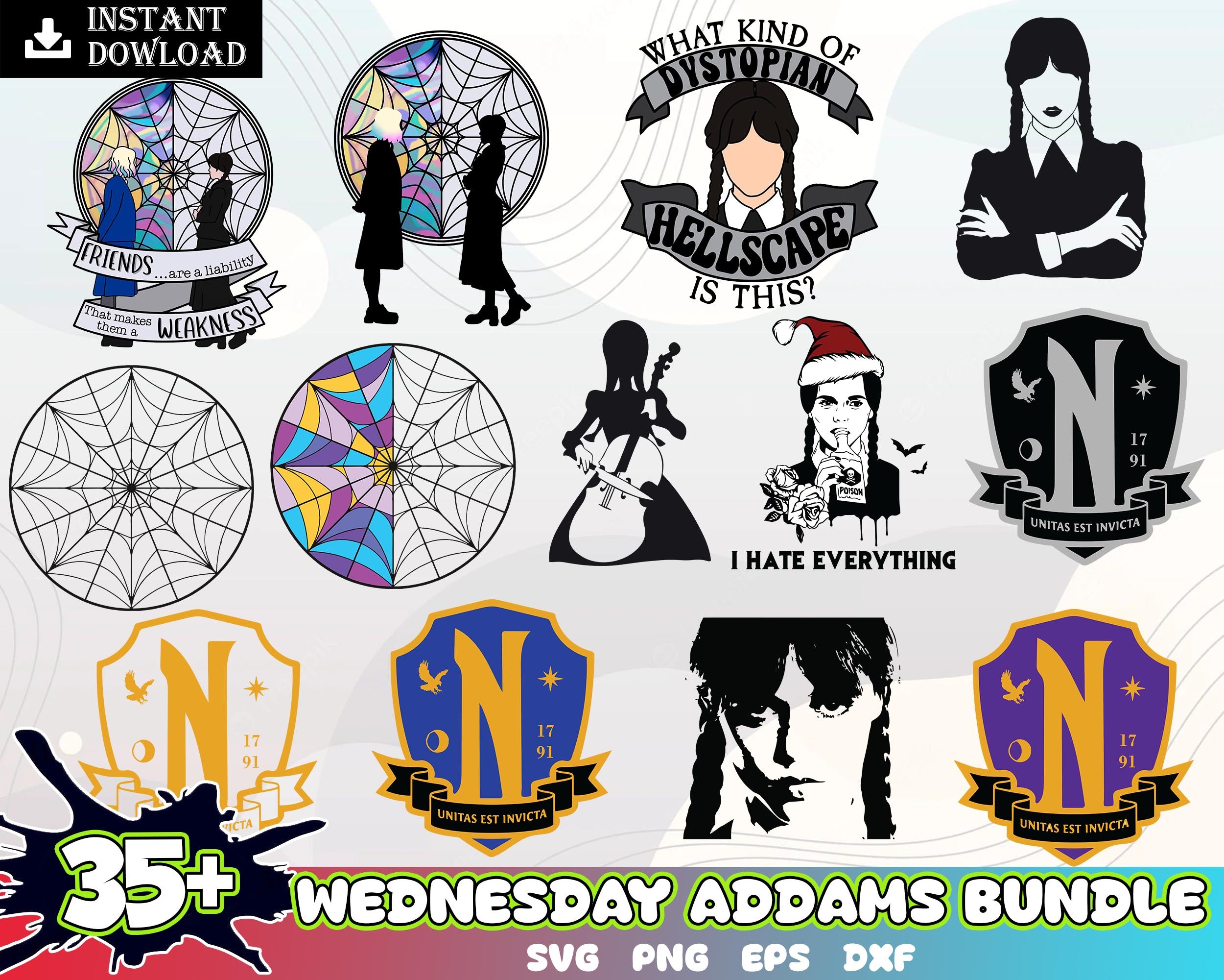 35+ Wednesday Addams svg, Addams Family svg file, Netflix series bundle, Wednesday svg png eps dxf