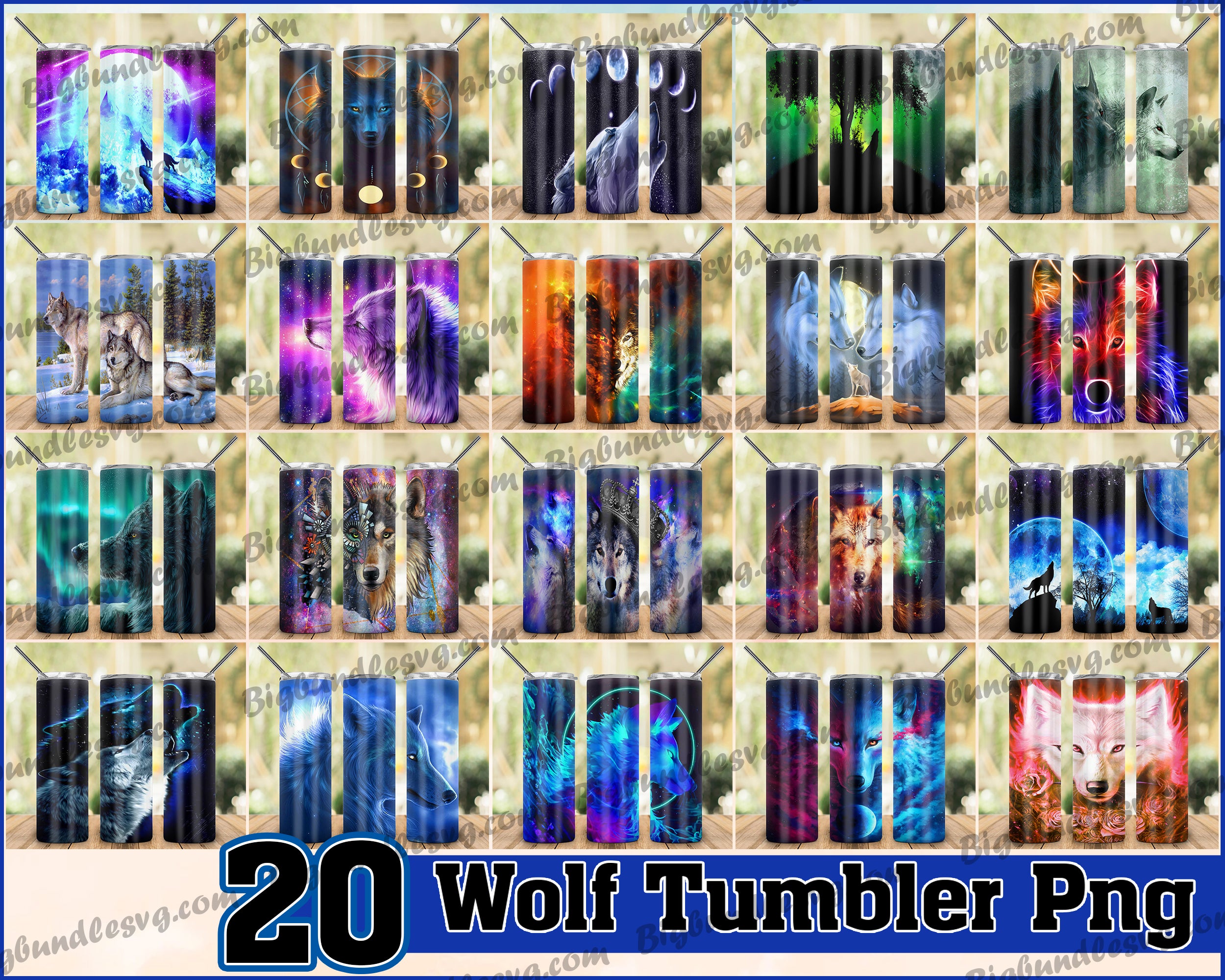 Wolf Tumbler - Wolf PNG - Tumbler design - Digital download