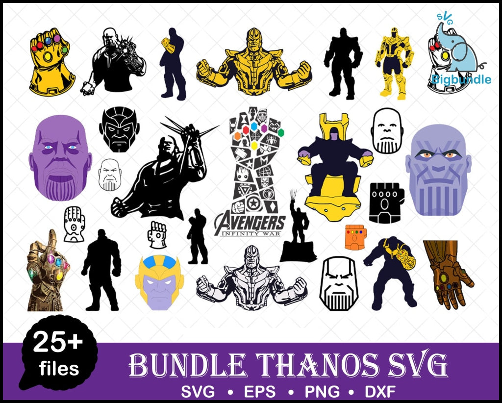 Avengers Thanos Infinity Svg Bundle Png Dxf Files For Cricut Clipar Aladdin Silhouette Svg