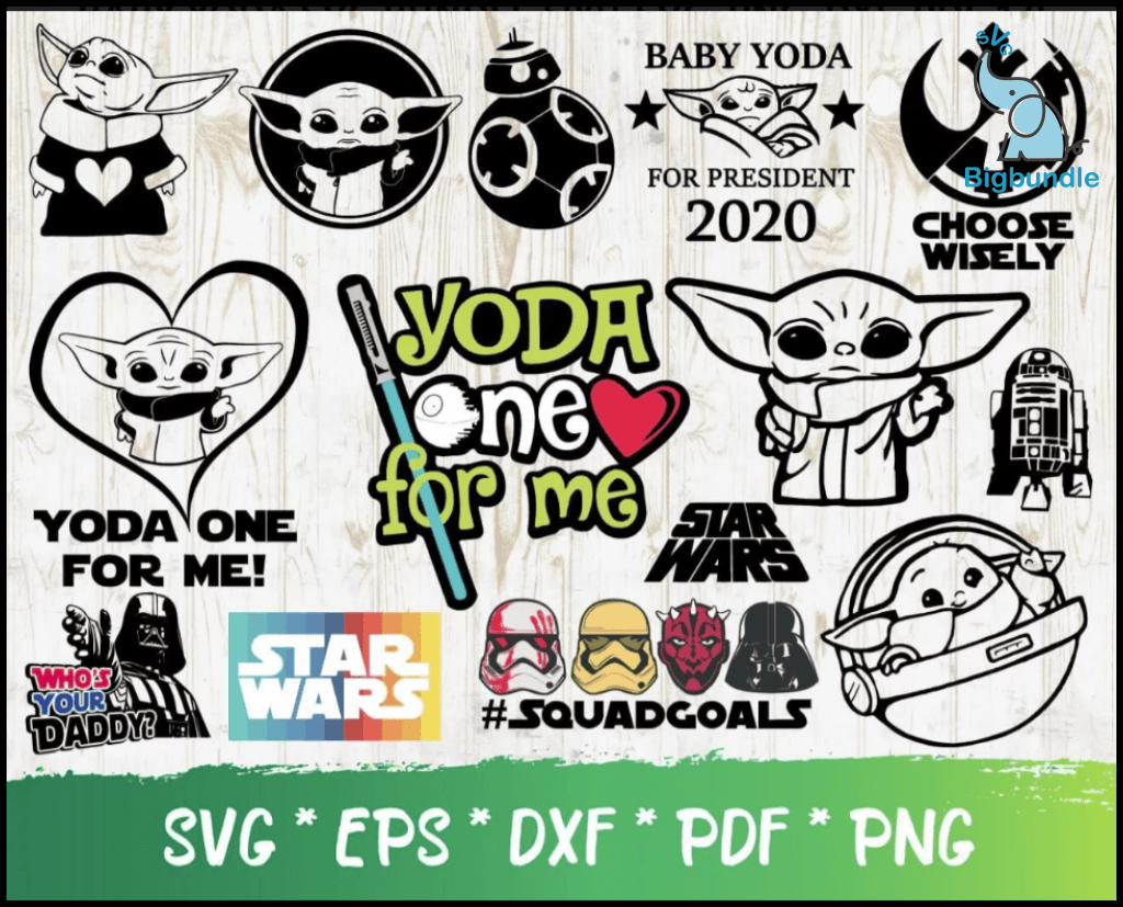 Baby yoda svg bundle 600+ svg, png, dxf, pdf