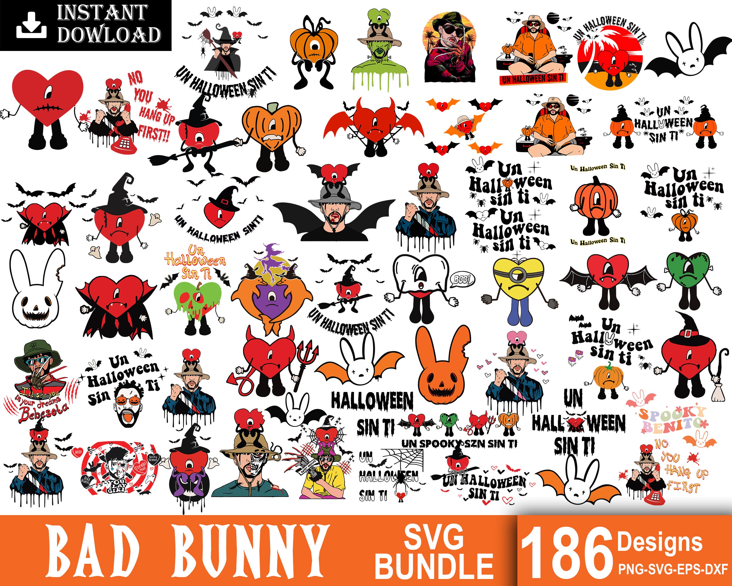 Bad Bunny Halloween, Bad Bunny Halloween SVG, Bad Bunny Png, Freddy Kruger Png