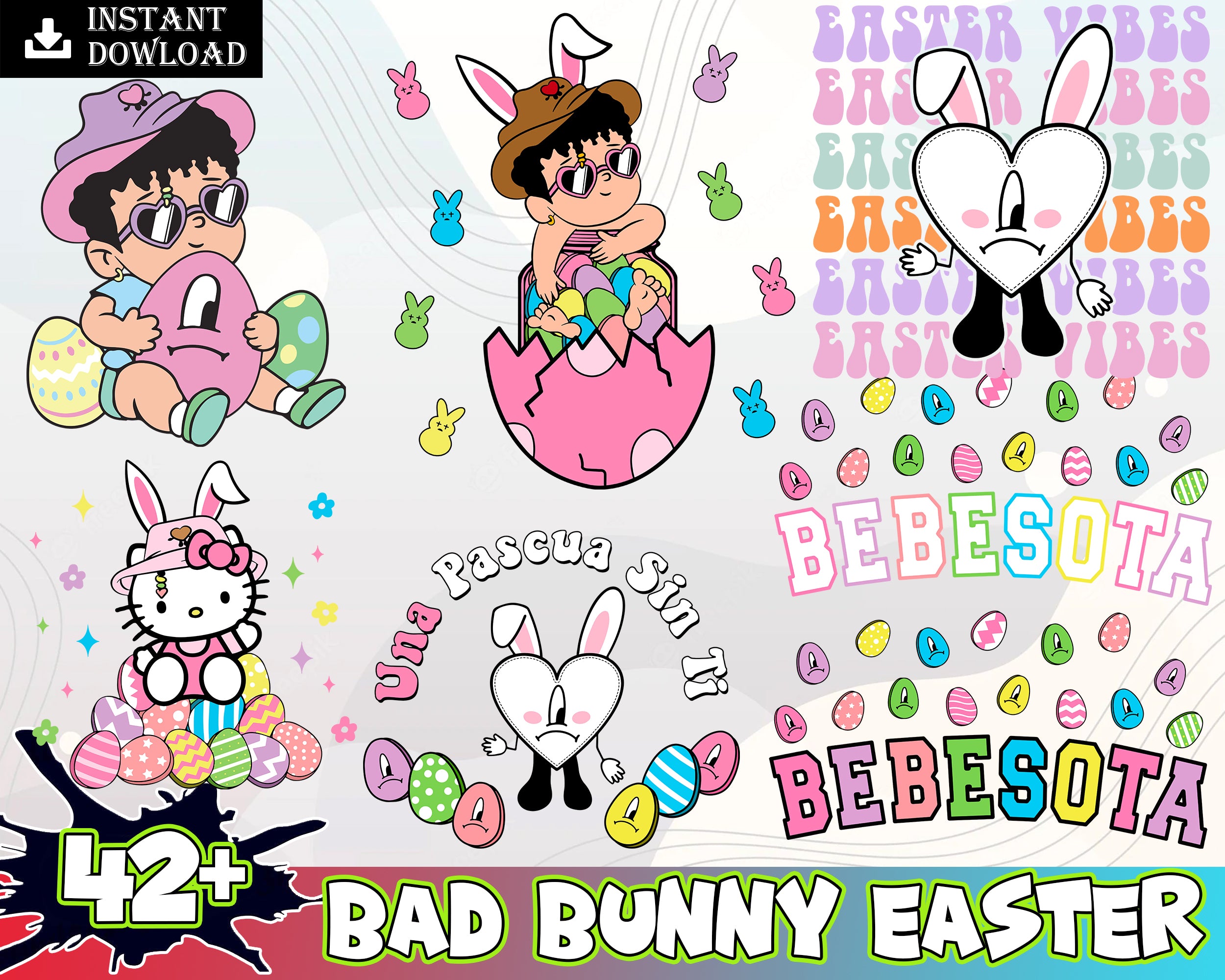 42+ Easter Day Bad Bunny Png Bundle, Bad Bunny Svg, Easter Png, Easter Benito Png, Un Pascua Sin Ti , Instant Download