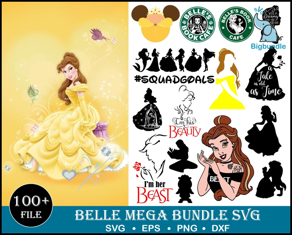 Belle svg bundle 100+ svg, png, dxf, pdf