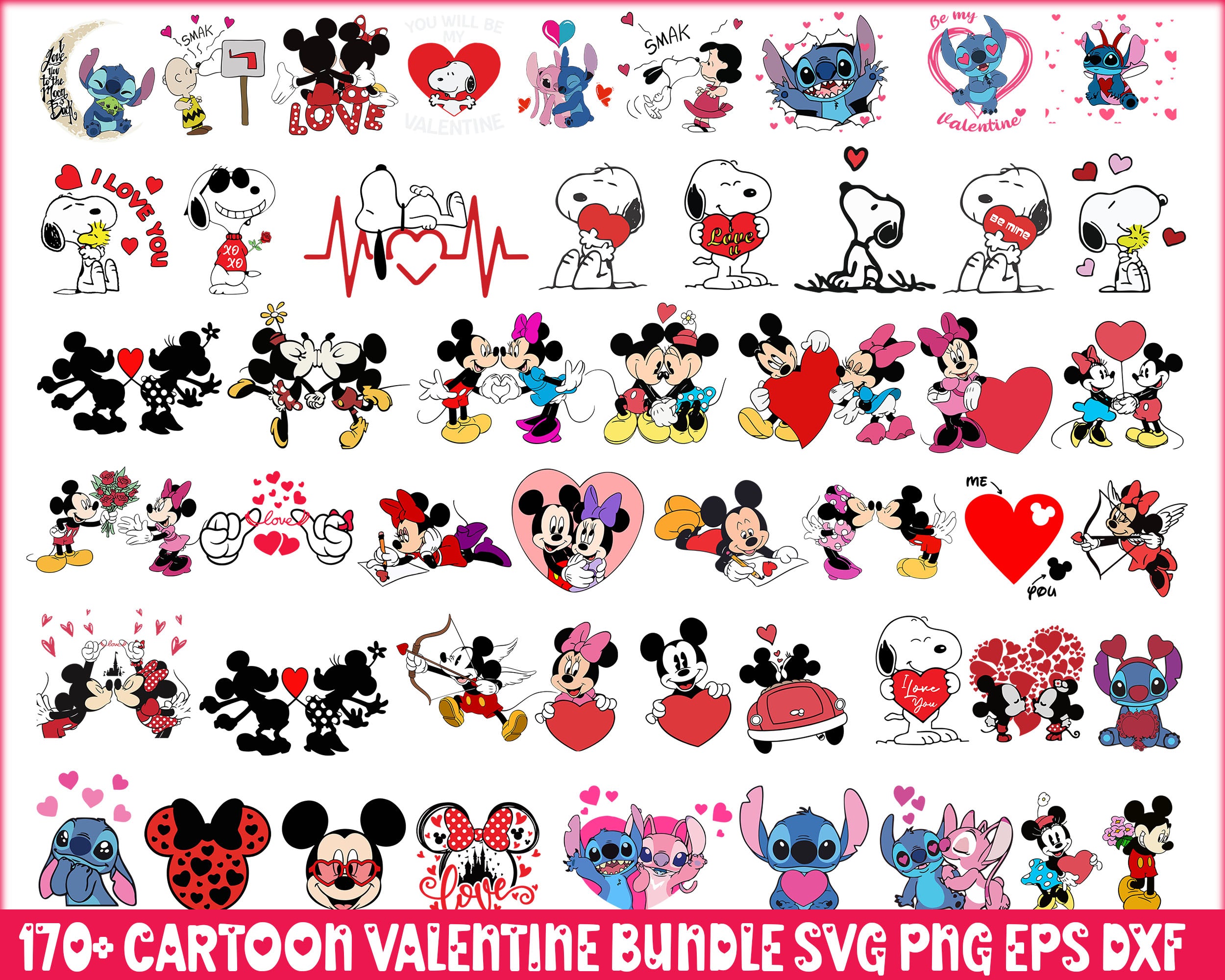 Updated 50+ Valentine Cartoon  Bundle, Valentine Stitch Svg, Valentine Movie Png, Valentine SVG Cut File, Digital Download