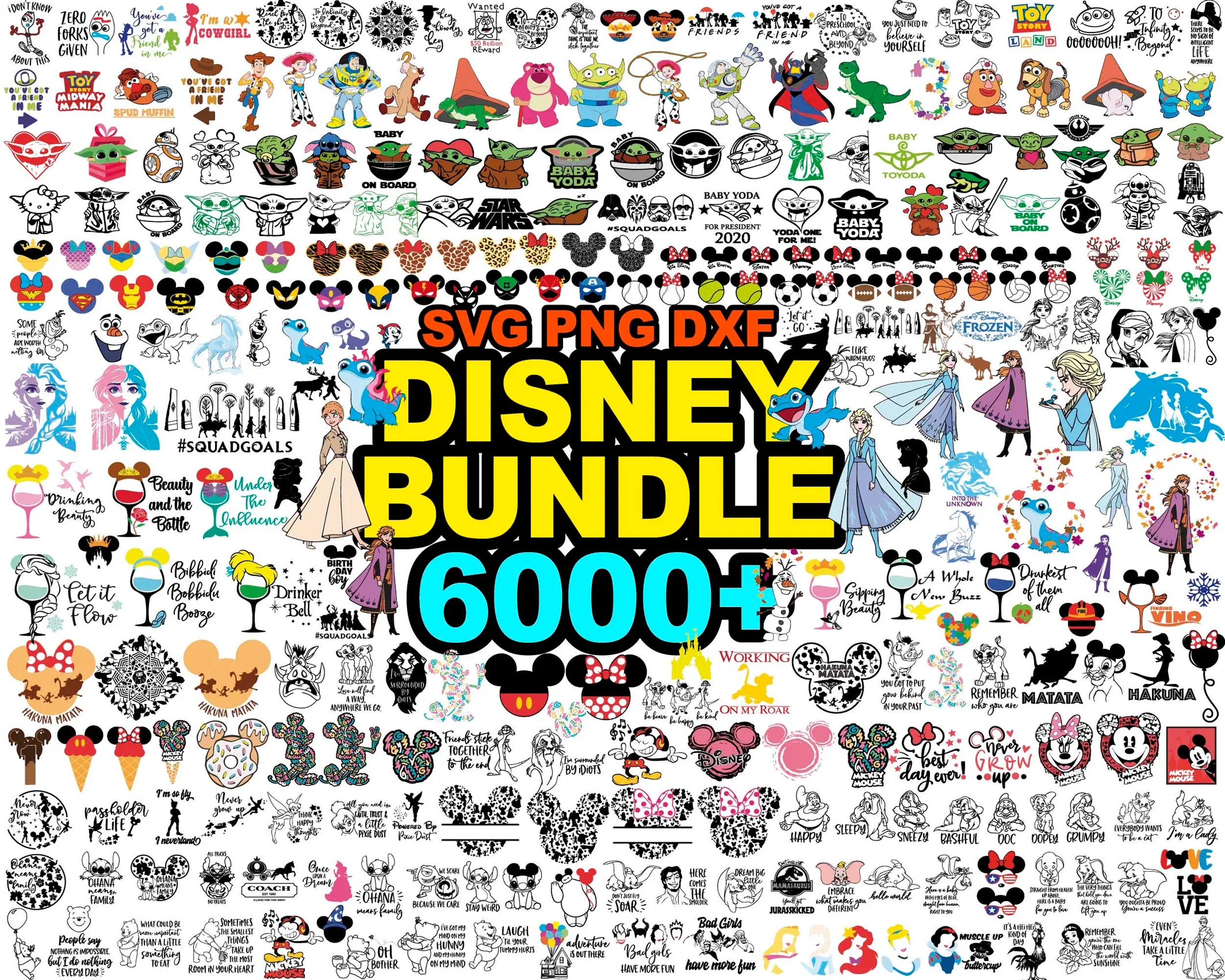 6000+ Disney Bundle svg, Fun Disney bundle, Disney svg bundle, Big bundle SVG and for cricut files, Clipart Svg