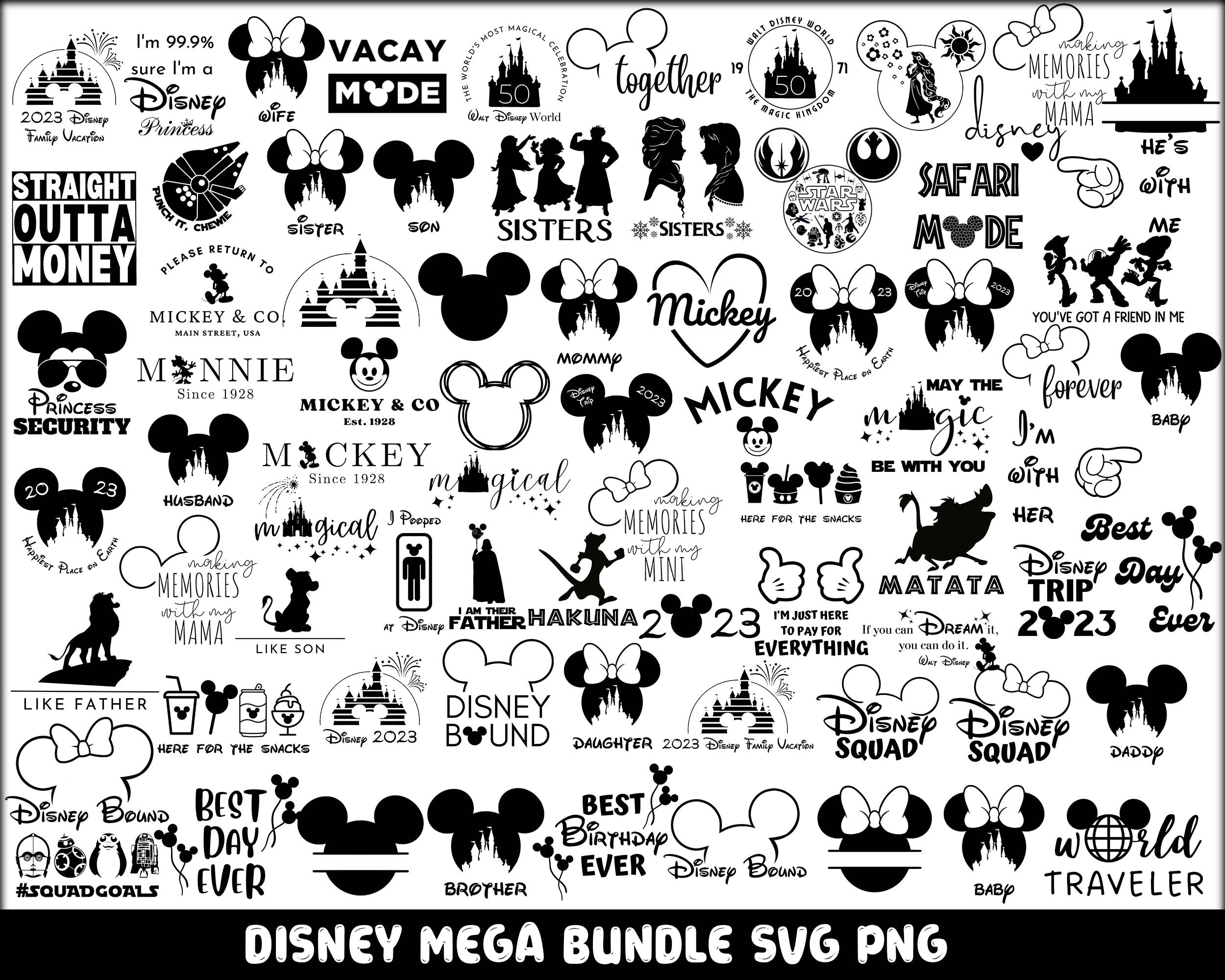 Disney designs, Fun Disney bundle, Disney svg bundle, SVG for cricut files, Clipart Svg png