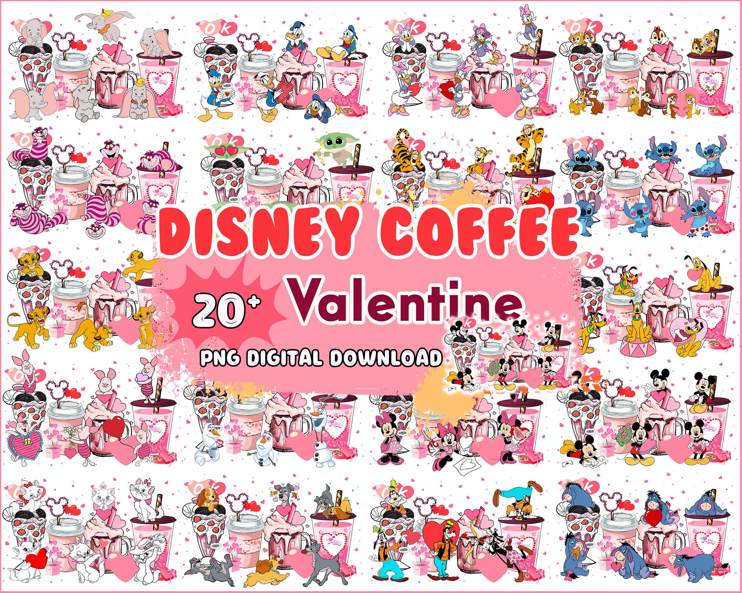 Version 2 - 20+ Disney coffee Valentines Day bundle, Valentines coffee, Valentines PNG Designs VLT30122201