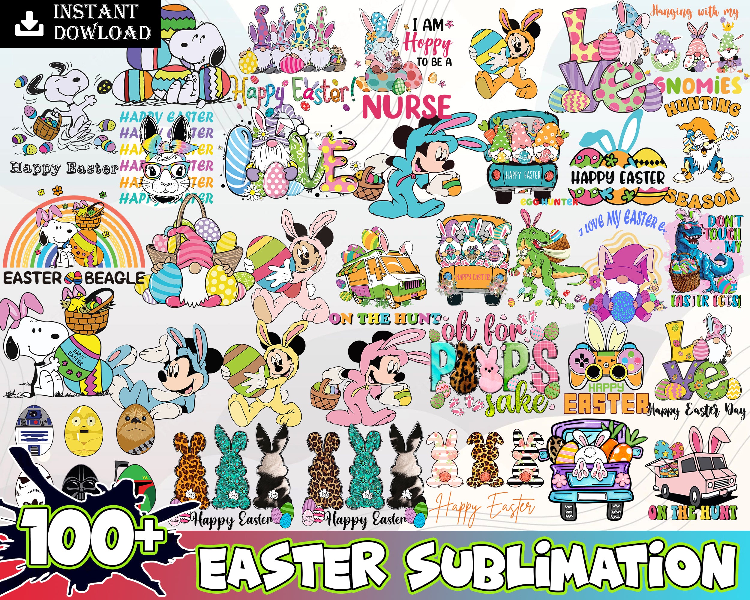 Bundle Mouse And Friends Easter Png, Happy Easter, Mouse Easter Png, Easter Mouse Ears, Rabbit Png, Magic Kingdom, Easter Bunny, Spring Png