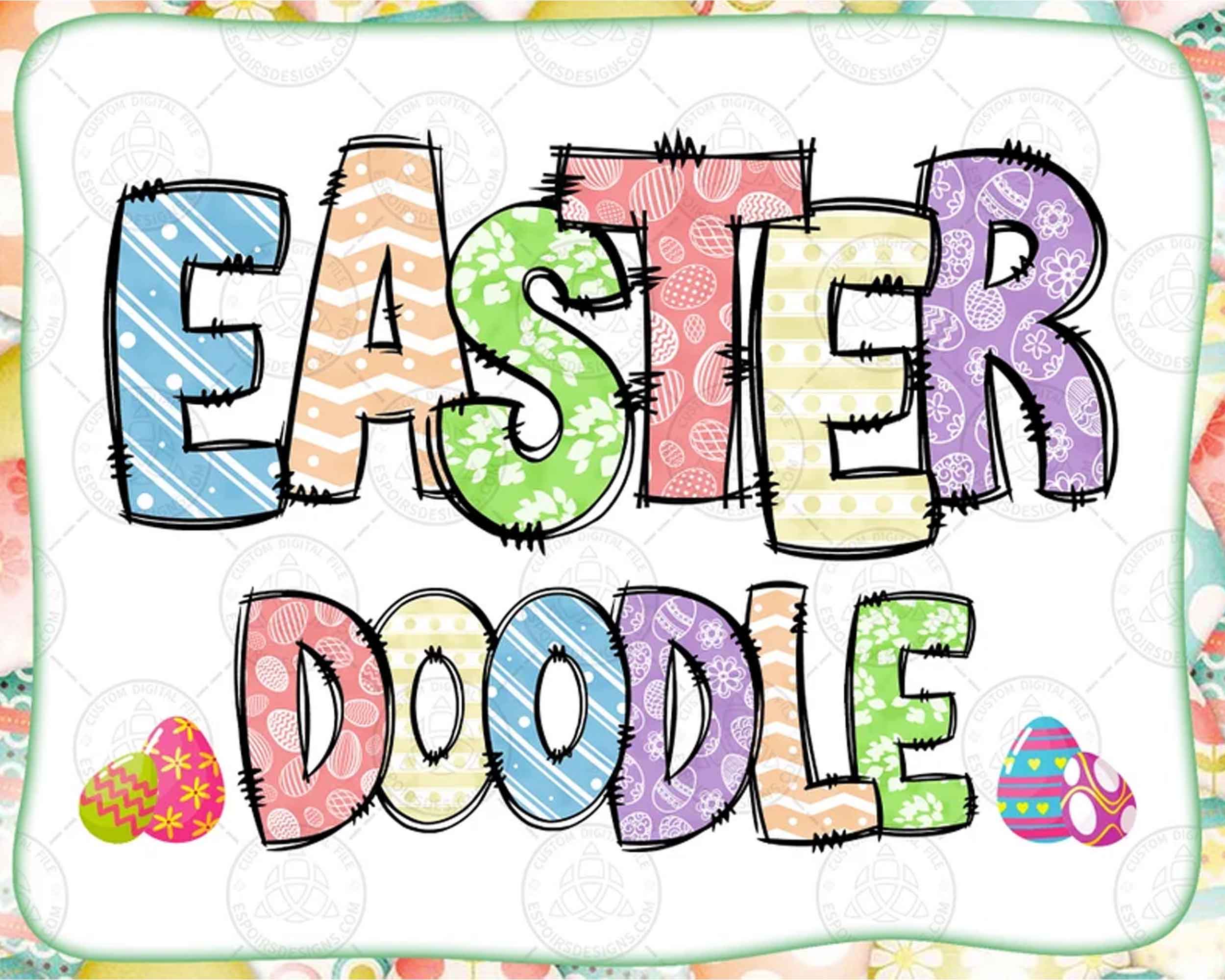 Easter Doodle Alphabet Bundle, Easter PNG Letters, Sublimation, Easter Day Png, Easter Font, Digital Download