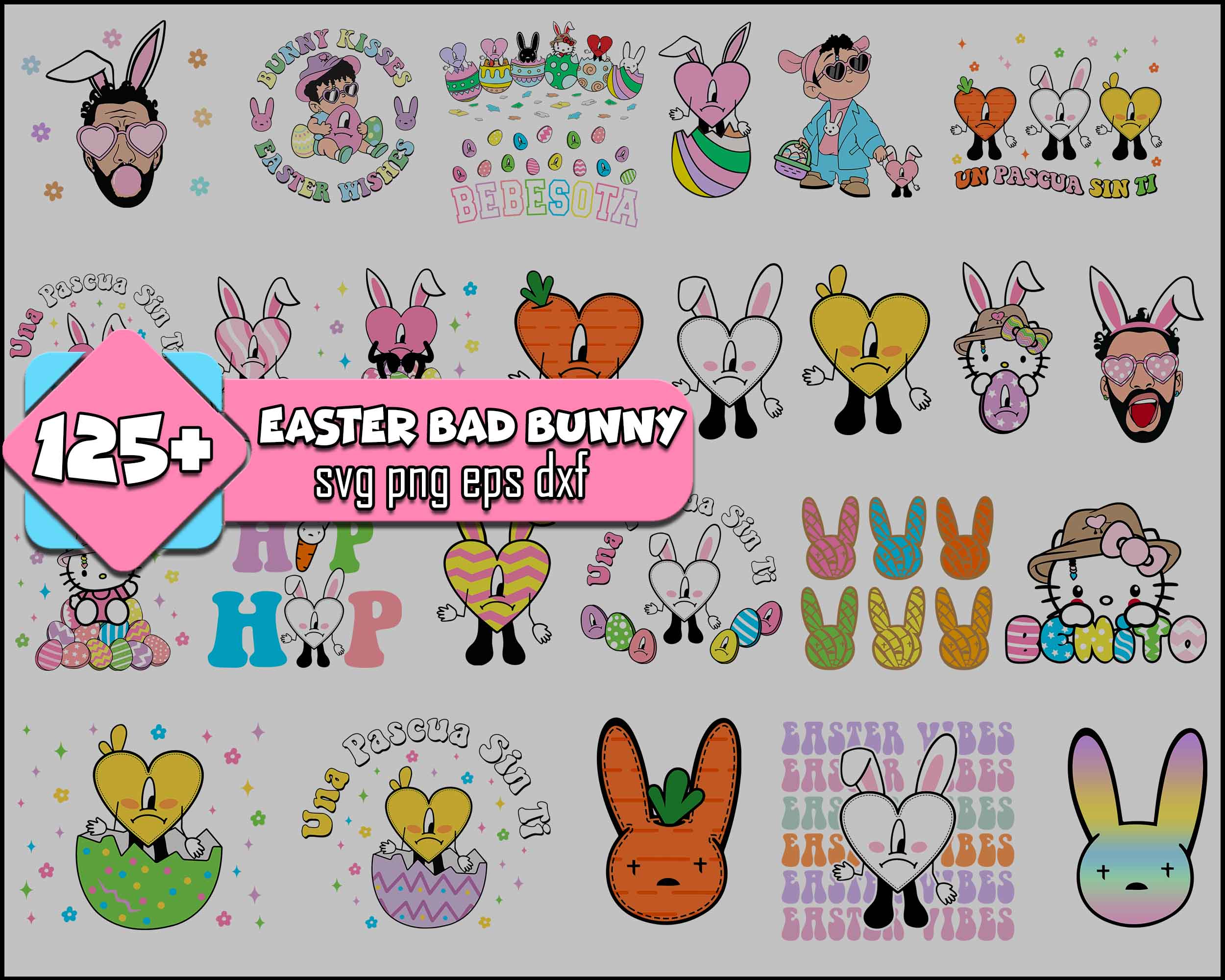 Version 2 - 25+ Easter Day Bad Bunny Png Bundle, Bad Bunny Svg, Easter Png, Easter Benito Png, Un Pascua Sin Ti , Instant Download