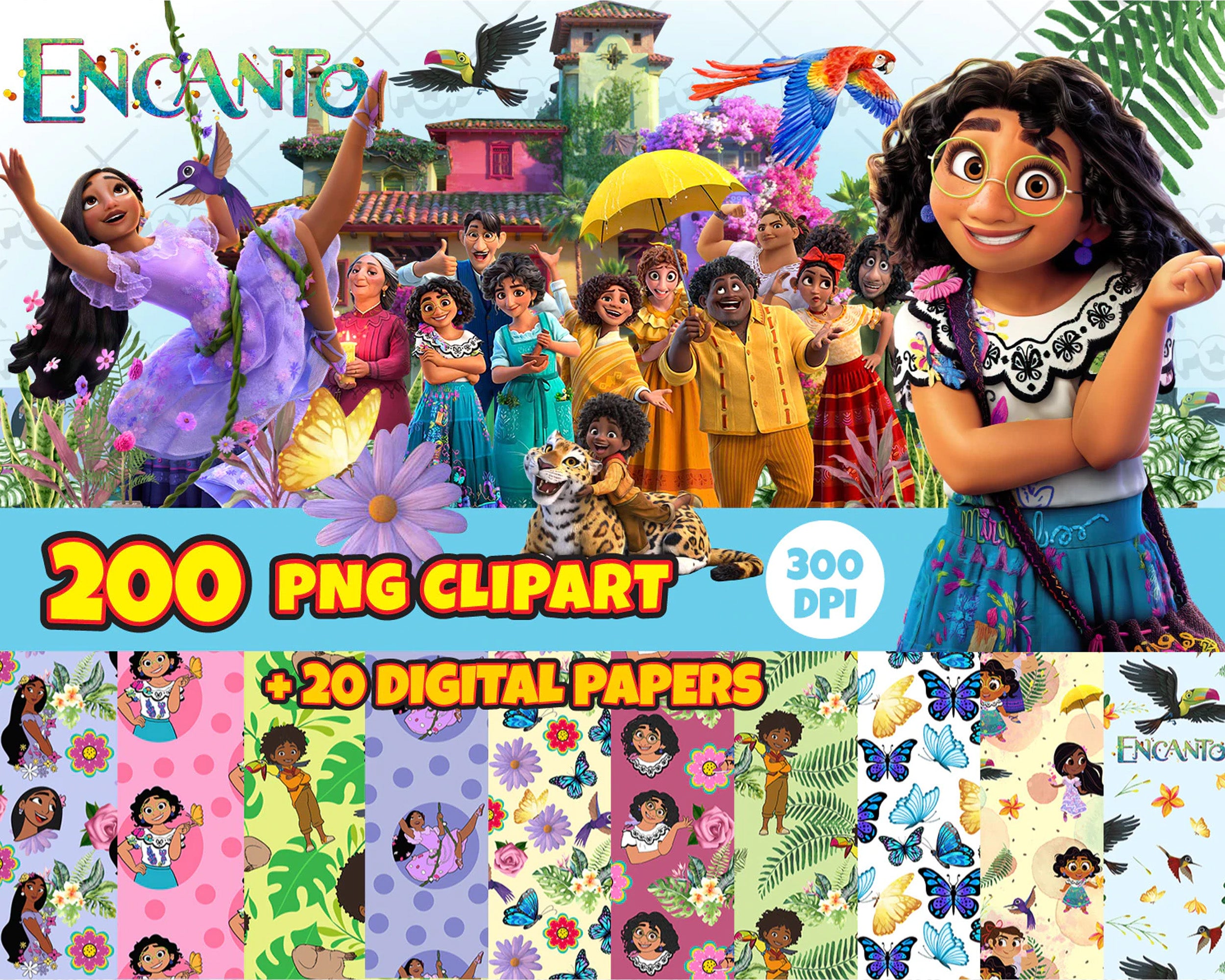 Disney Encanto clipart PNG, Printable png cut for Cricut / Silhouette, Encanto digital papers, instant download