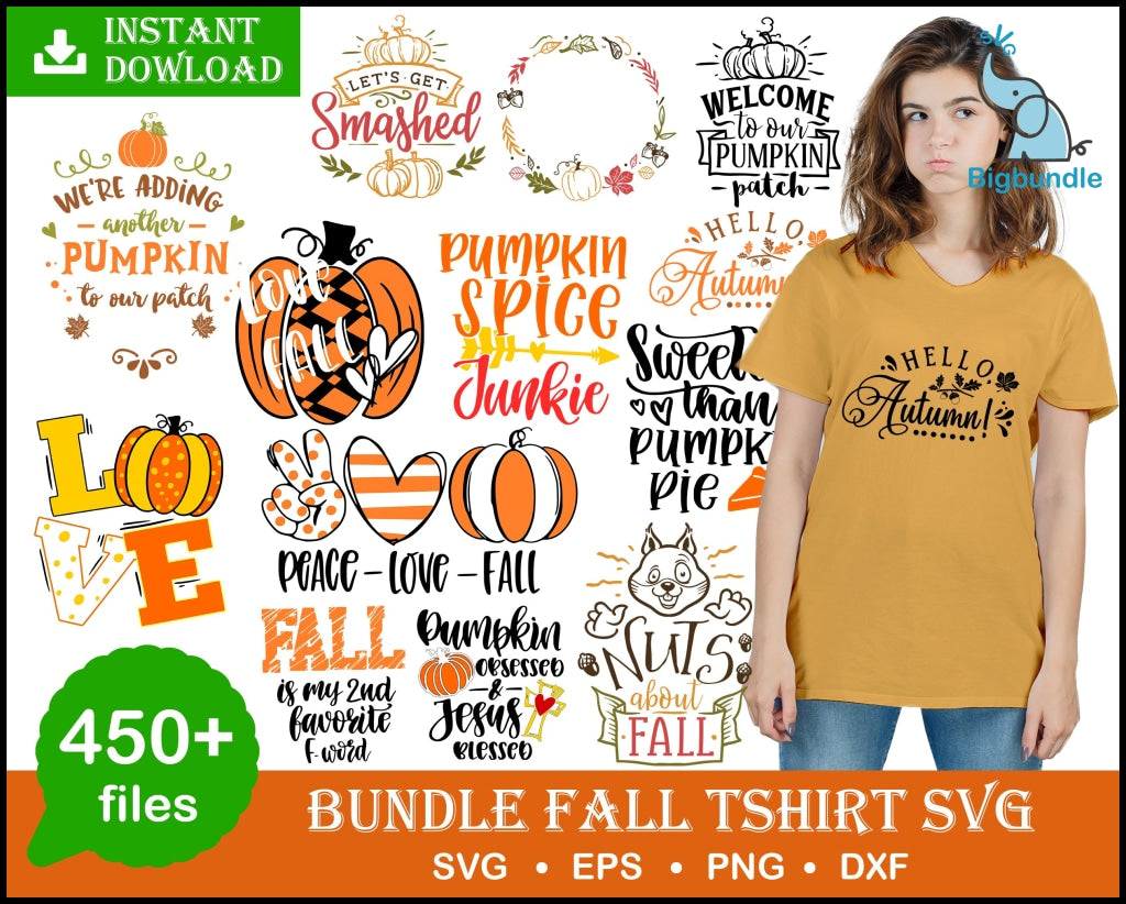 Fall shirt svg bundle 450+ svg, png, dxf, pdf 1.0
