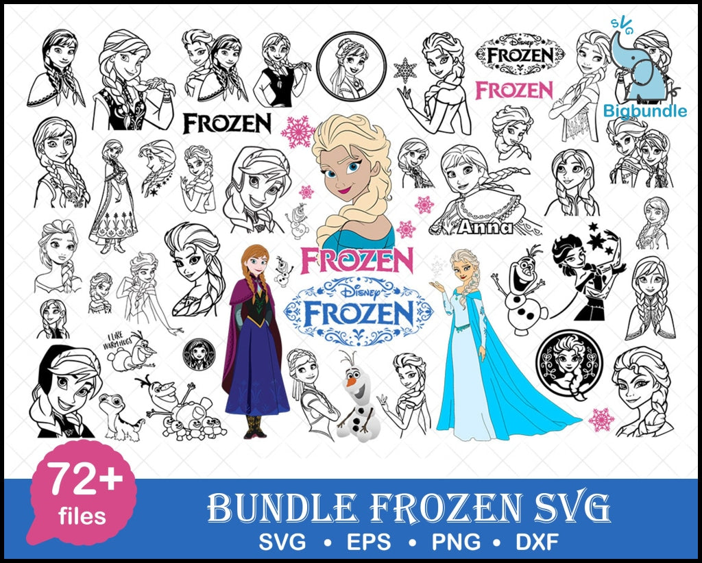 Frozen Svg Bundle Anna Elsa Disney Princess Bruni Olaf