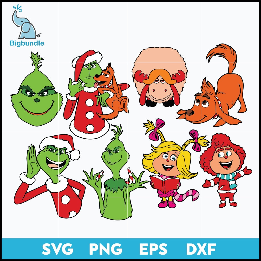 Grinch friends christmas bundle svg, grinch svg, Christmas svg svg, png, dxf, eps digital file