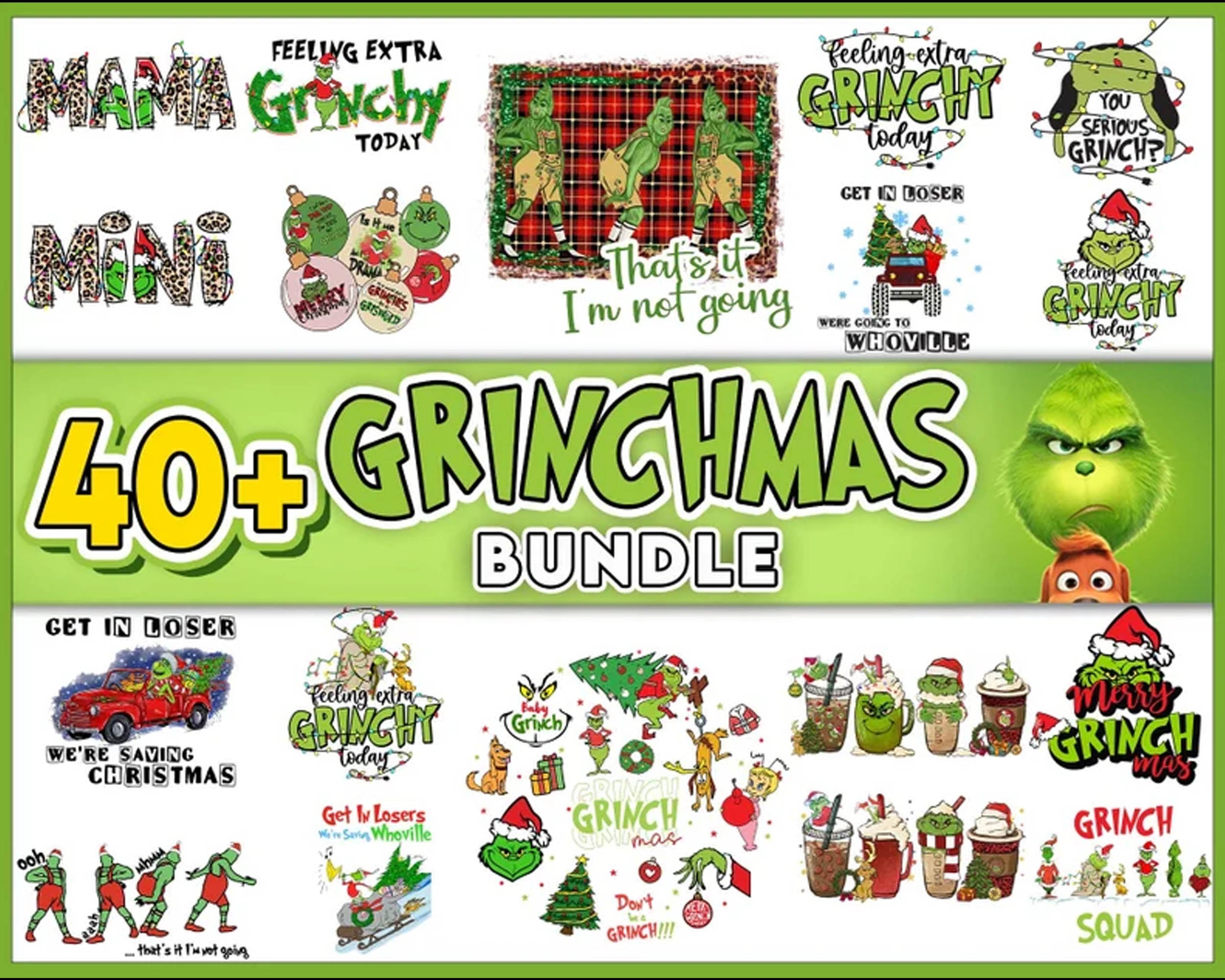 Version 2 - 40+ Grinch Bundle, Grinchmas PNG, Grinch Cutting Image, Christmas Grinch bundle, Digital downnload
