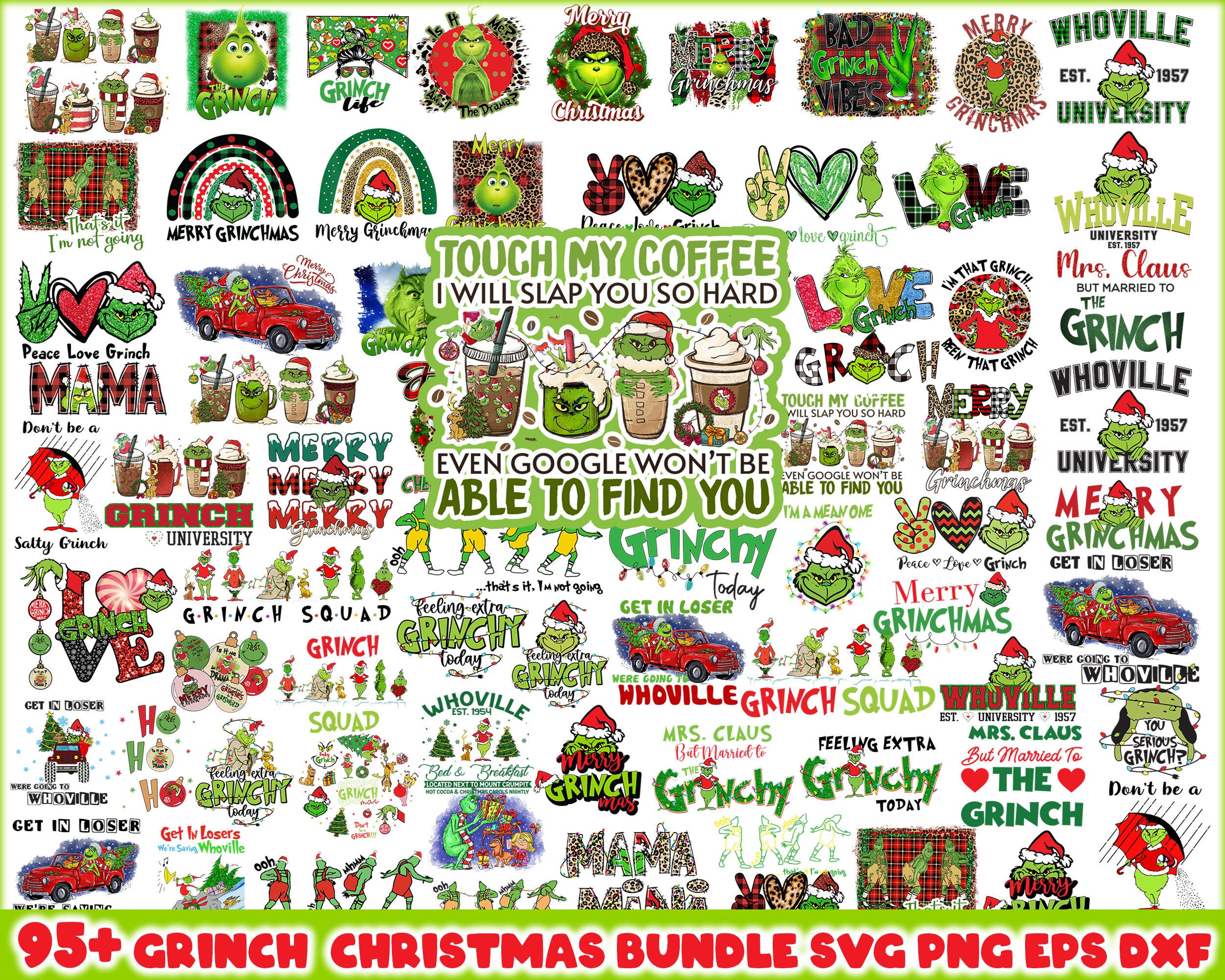 95+ Grinch Bundle SVG, Grinch SVG, Grinchmas Cutting Image, Christmas Grinch svg, png, eps, dxf  CRM24112203