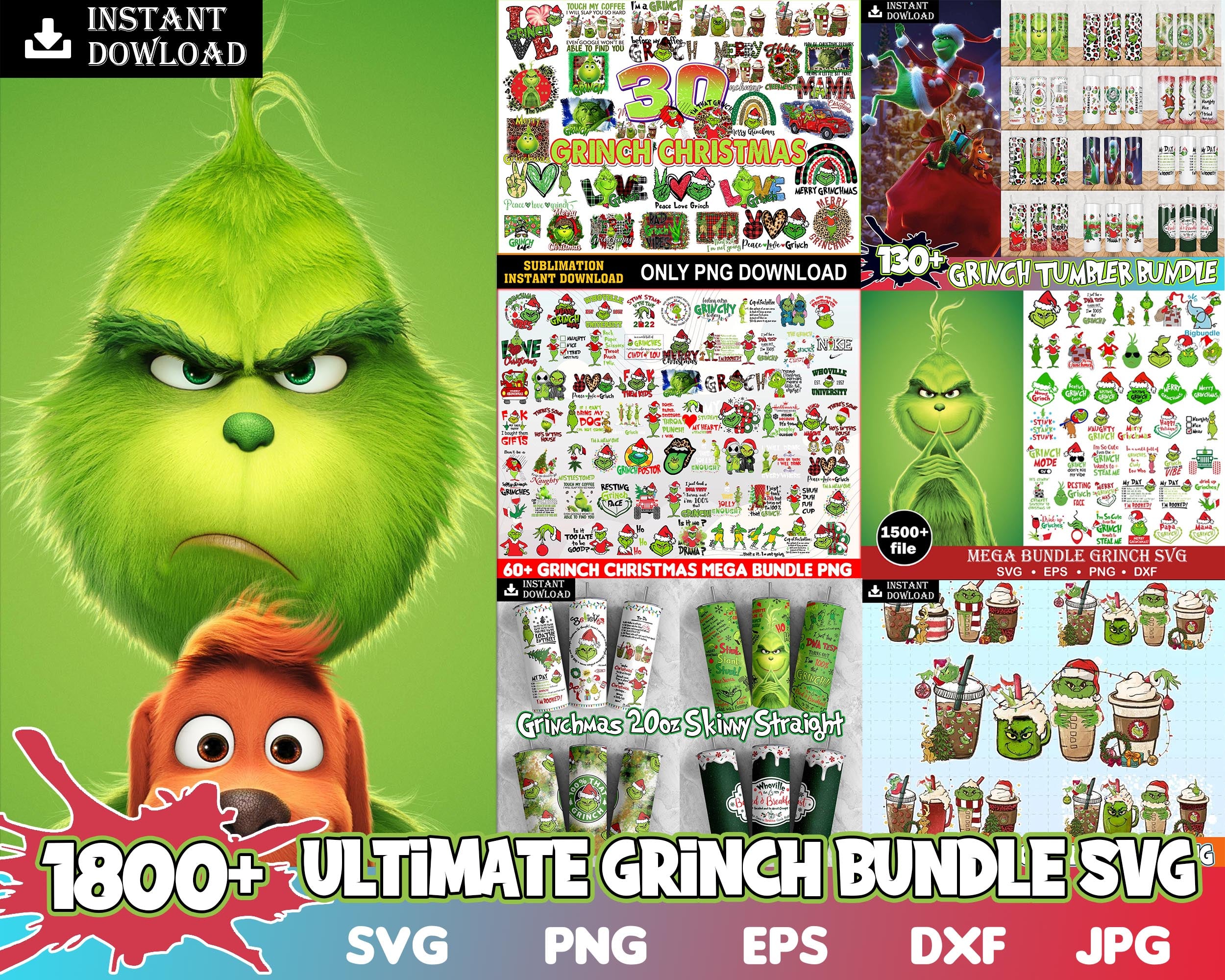 1800+ Ultimate Grinch Bundle SVG, Grinch SVG, Grinch Cutting Image, Christmas Grinch svg png eps dxf jpg