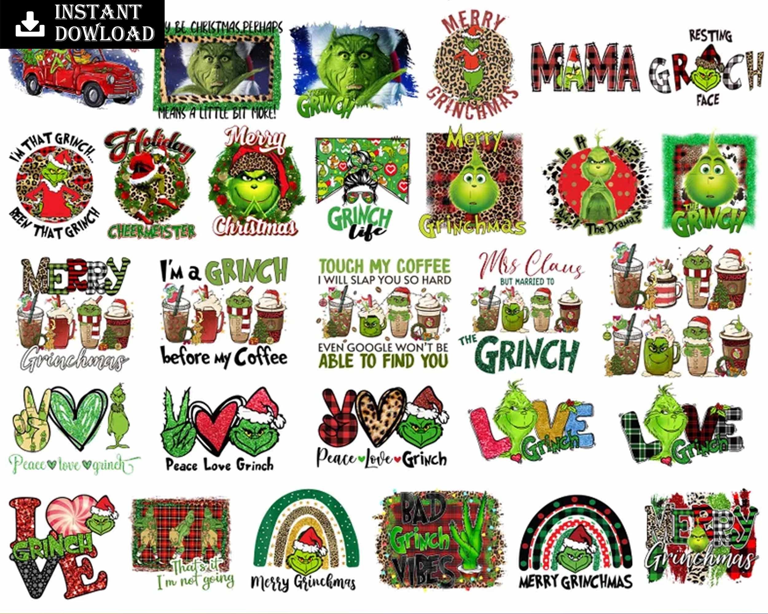 Version 2.0 - 30 Grinch Christmas Bundle PNG, Grinch png 2022 bundle, Grinch Cutting Image, Christmas Grinch digtial files
