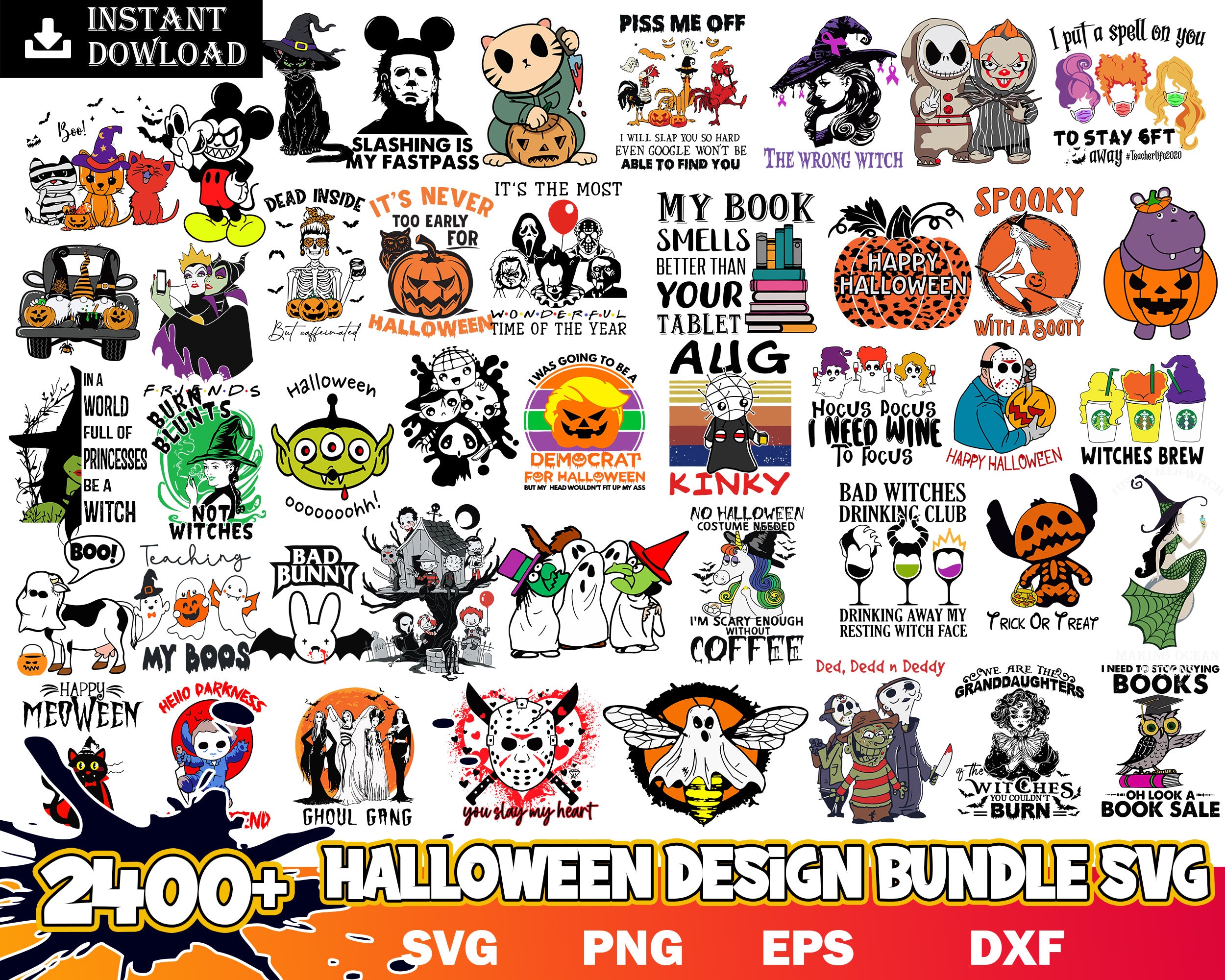 2400+ Halloween svg files for cricut, Halloween designs bundle in 4 formats, Digital files