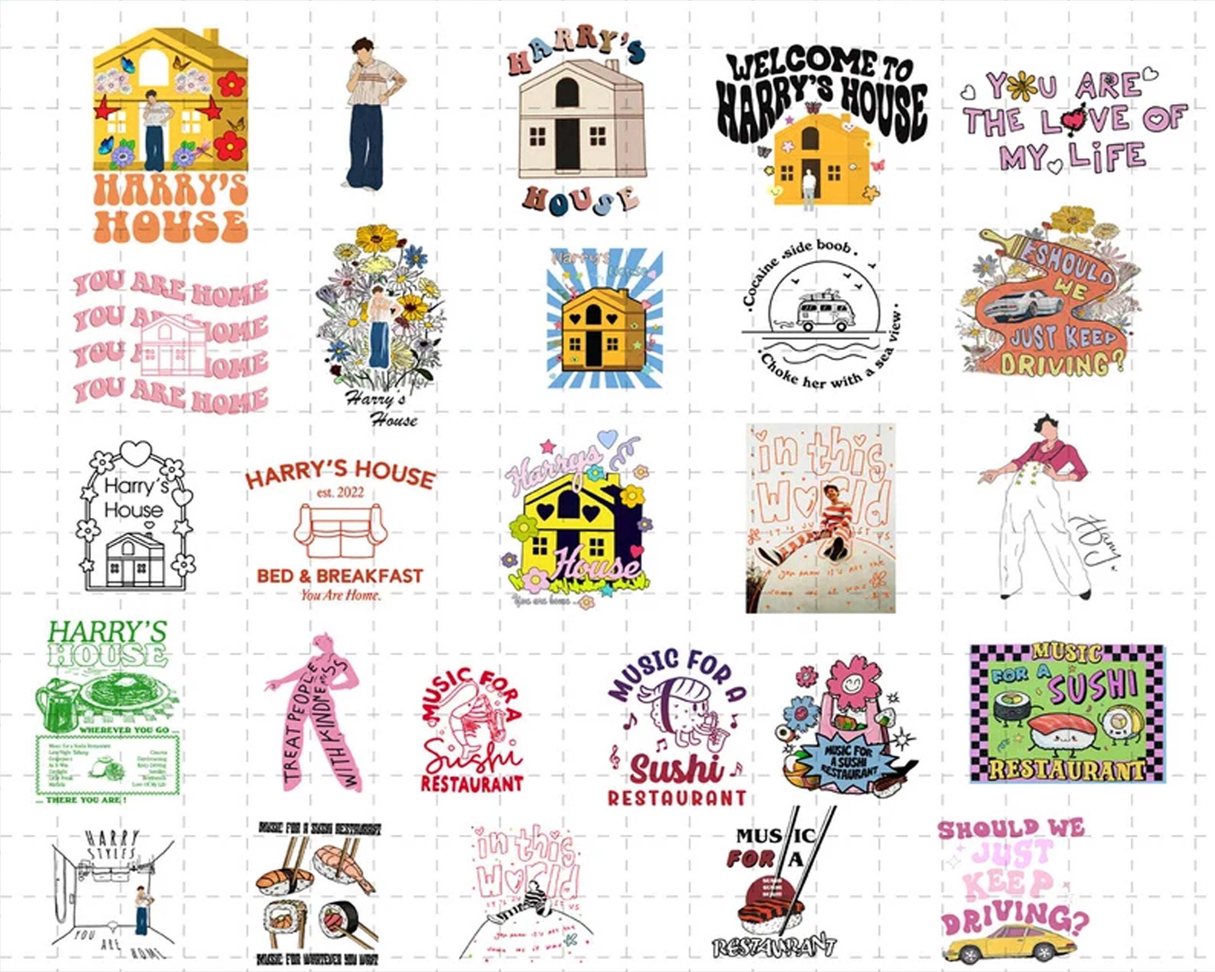 25 + Harry House Png Designs, Harry’s House You Are Home, Harry Style Design, Png Bundle, Digital Download, Harry's House Album