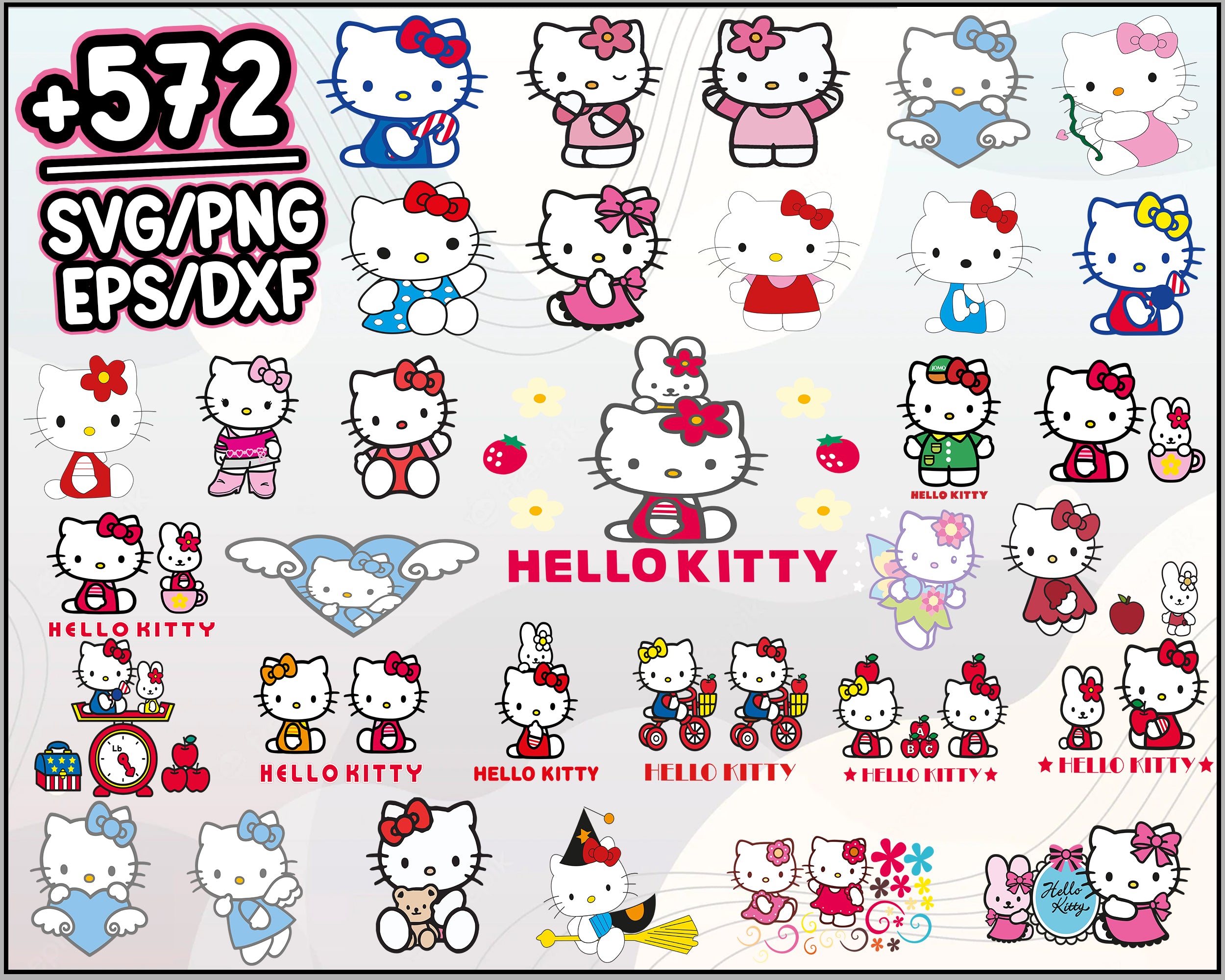 572+ Hello Kitty Bundle svg, Hello kitty svg, eps, png, dxf
