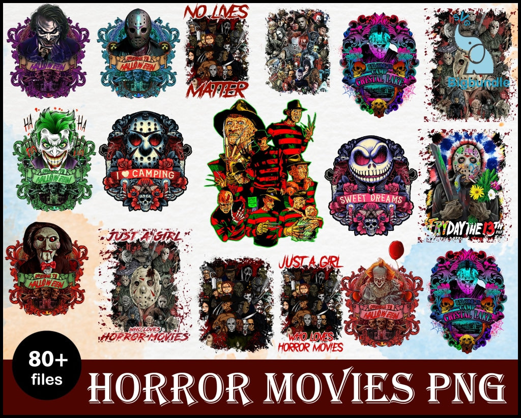 Horror Movies Characters PNG, Halloween Sublimation Designs Png, Halloween Bundle Png, Horror Movies