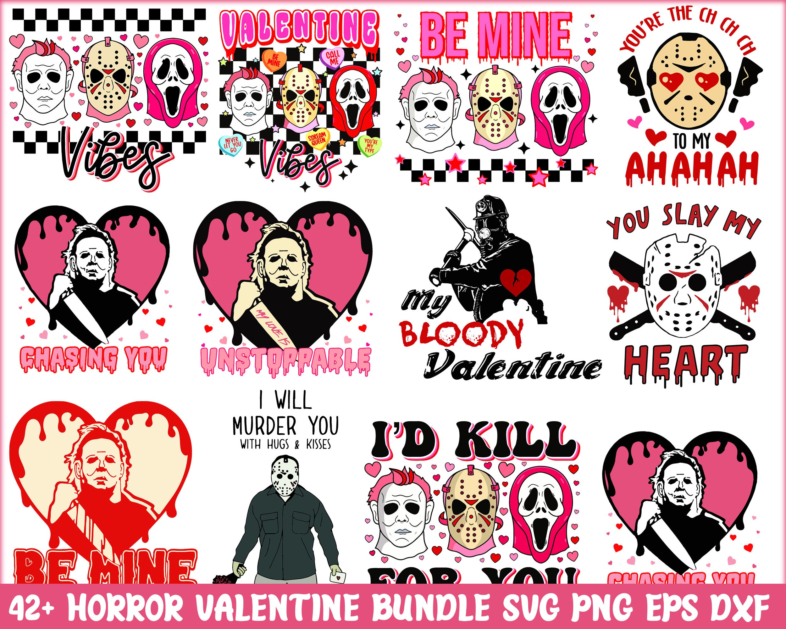42+ Horror Valentine bundle, Valentine's day SVG, Valentine svg png eps dxf files, Design Digital Download