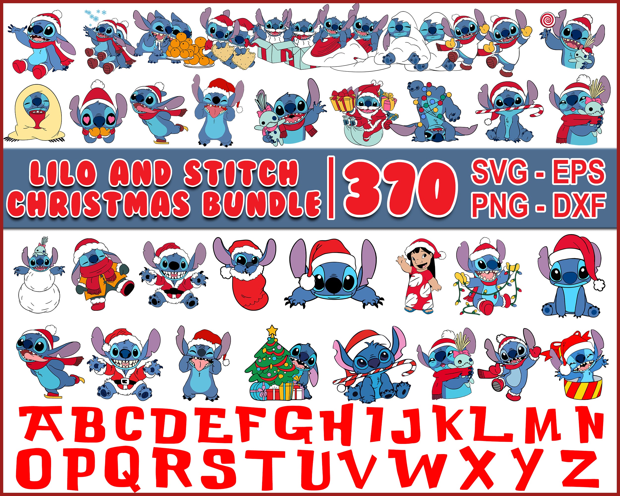 370+ Lilo And Stitch Christmas Bundle 2022, Disney Xmas Svg, Lilo And Stitch Svg png eps dxf, Instant Download CRM07112203