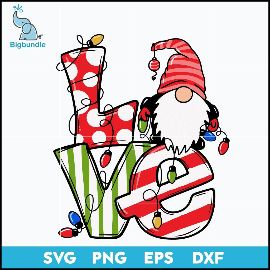 Love gnome christmas svg, Christmas svg, png, dxf, eps digital file
