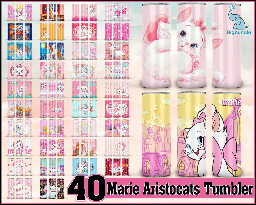 Marie Aristocats Tumbler - Marie Aristocats PNG - Tumbler design - Digital download