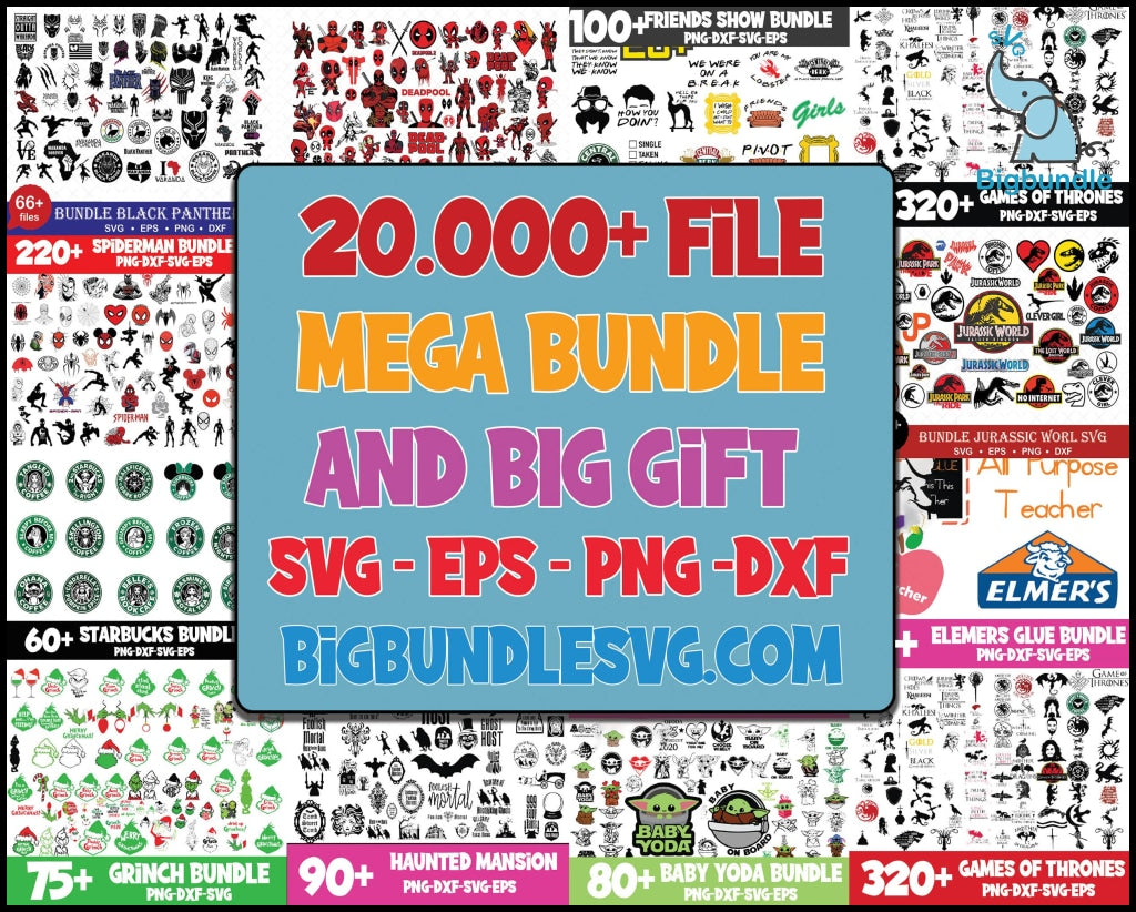 Mega Bundle 20.000+ Designs svg, Bundle svg, Silhouette Cut Files,Clipart,SVG Files For Cricut, Dxf, Eps, Png, Cricut, Digital file