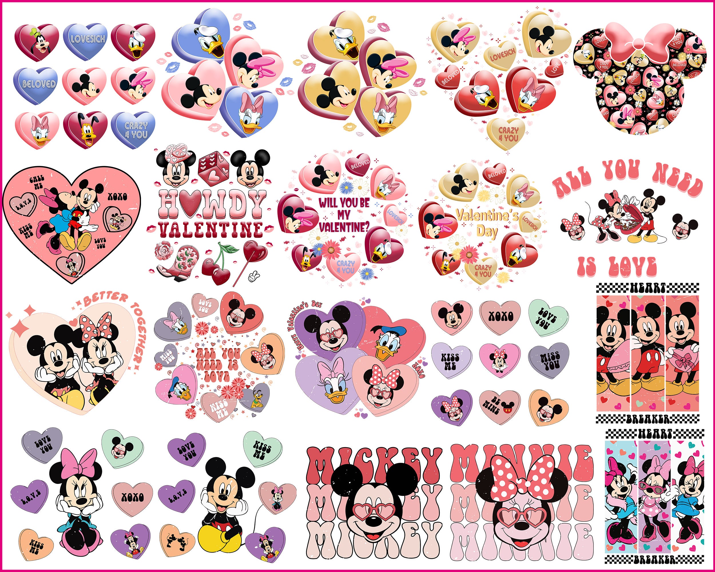 Version 2 - 20+Mickey Valentines Day bundle, Valentines Mickey, Valentines PNG Designs VLT30122203