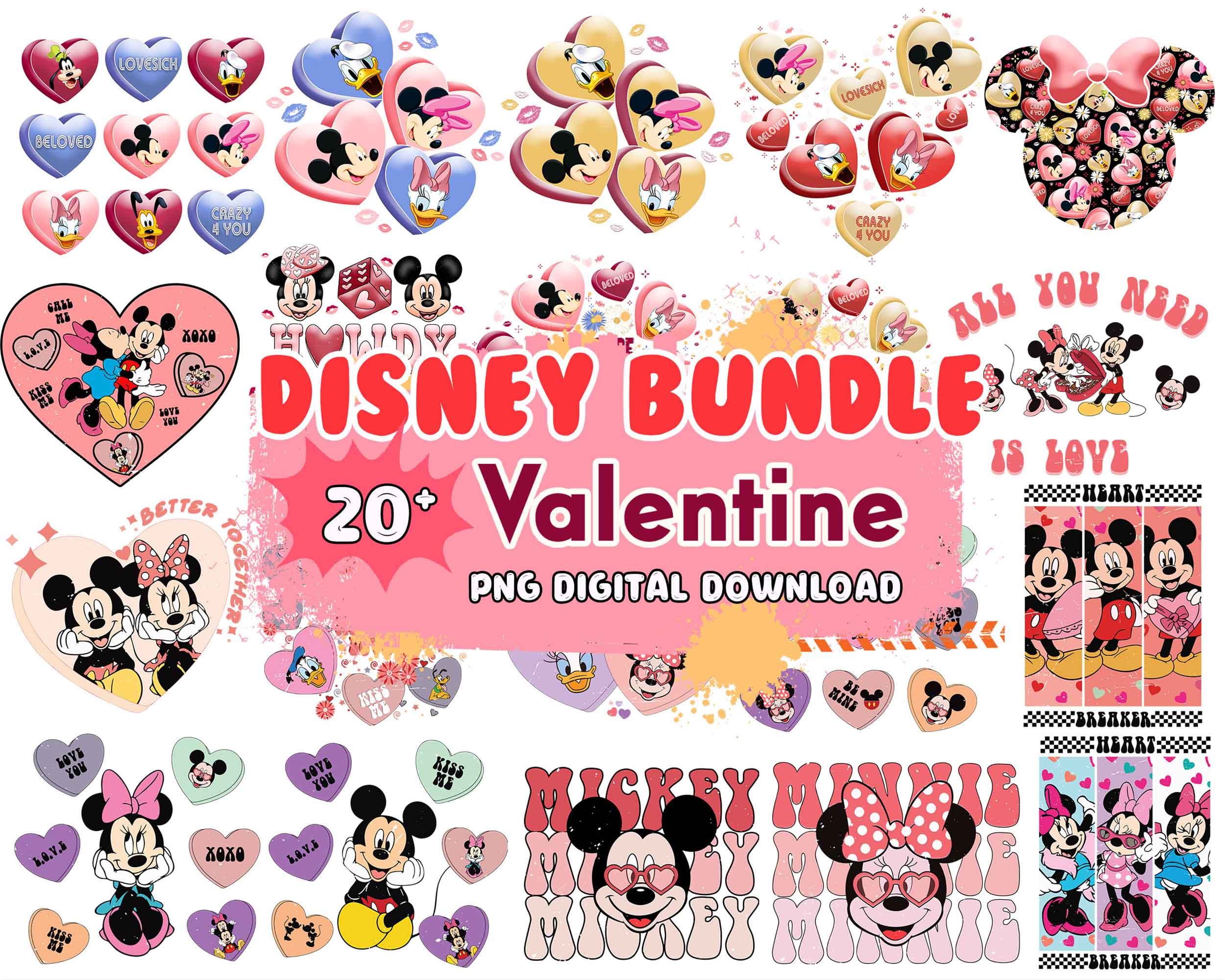 20+Mickey Valentines Day bundle, Valentines Mickey, Valentines PNG Designs VLT30122203