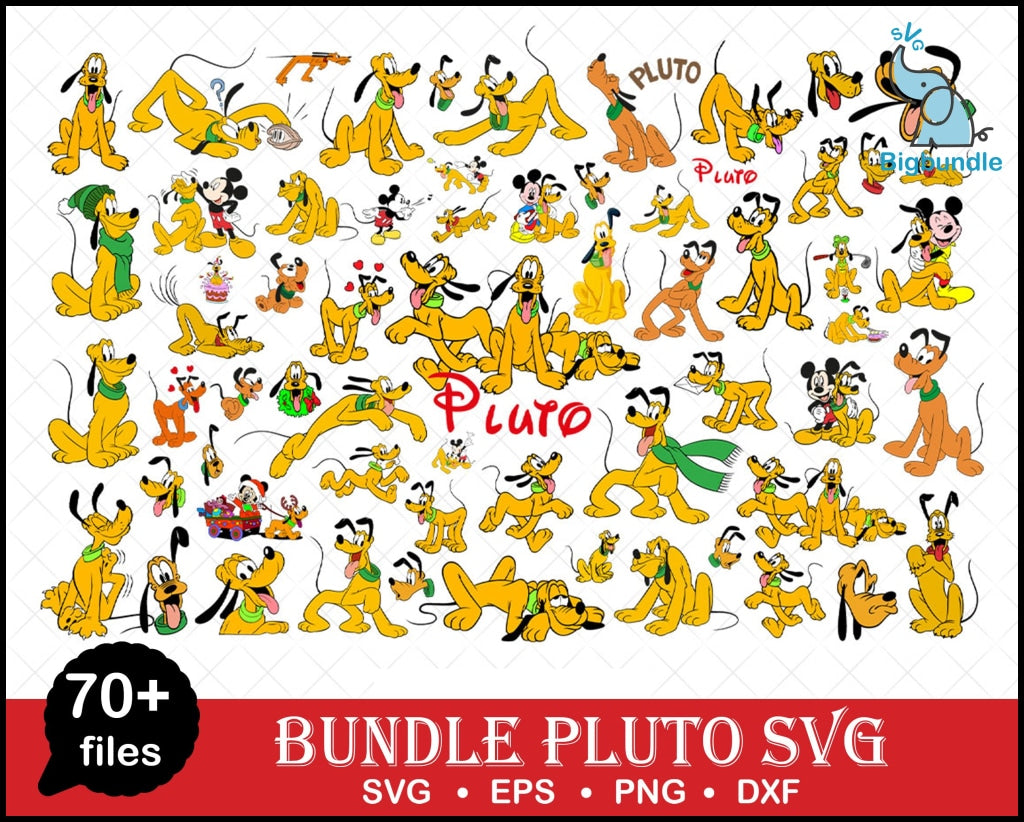 Pluto Svg Bundle Disney Clipart Cut File Silhouette Printable Png Svg