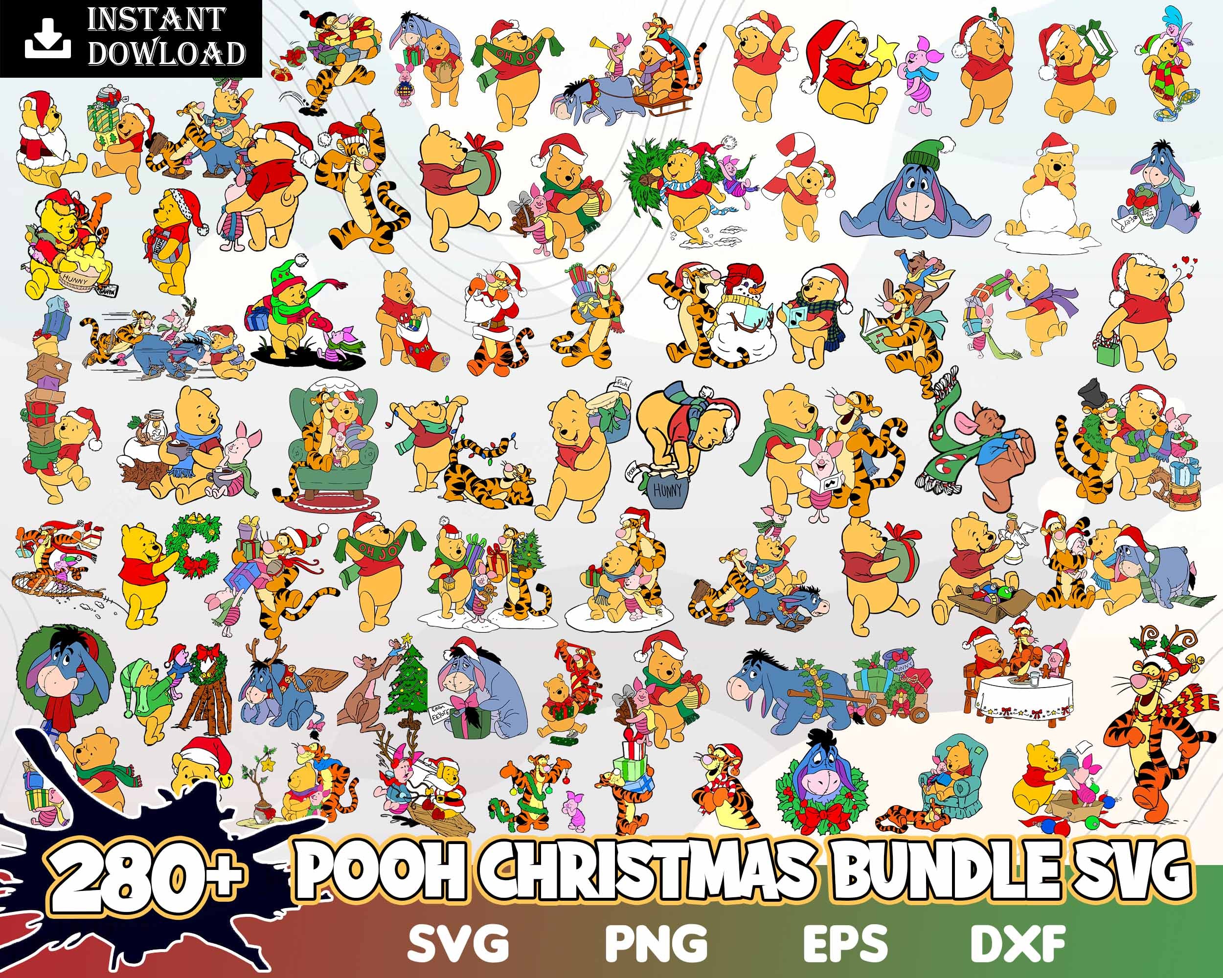 280+ Winnie the Pooh Christmas SVG, Xmas 2022 Pooh PNG, Piglet svg, Tigger eps, Eeyore dxf, Winnie the Pooh Birthday, Digital download