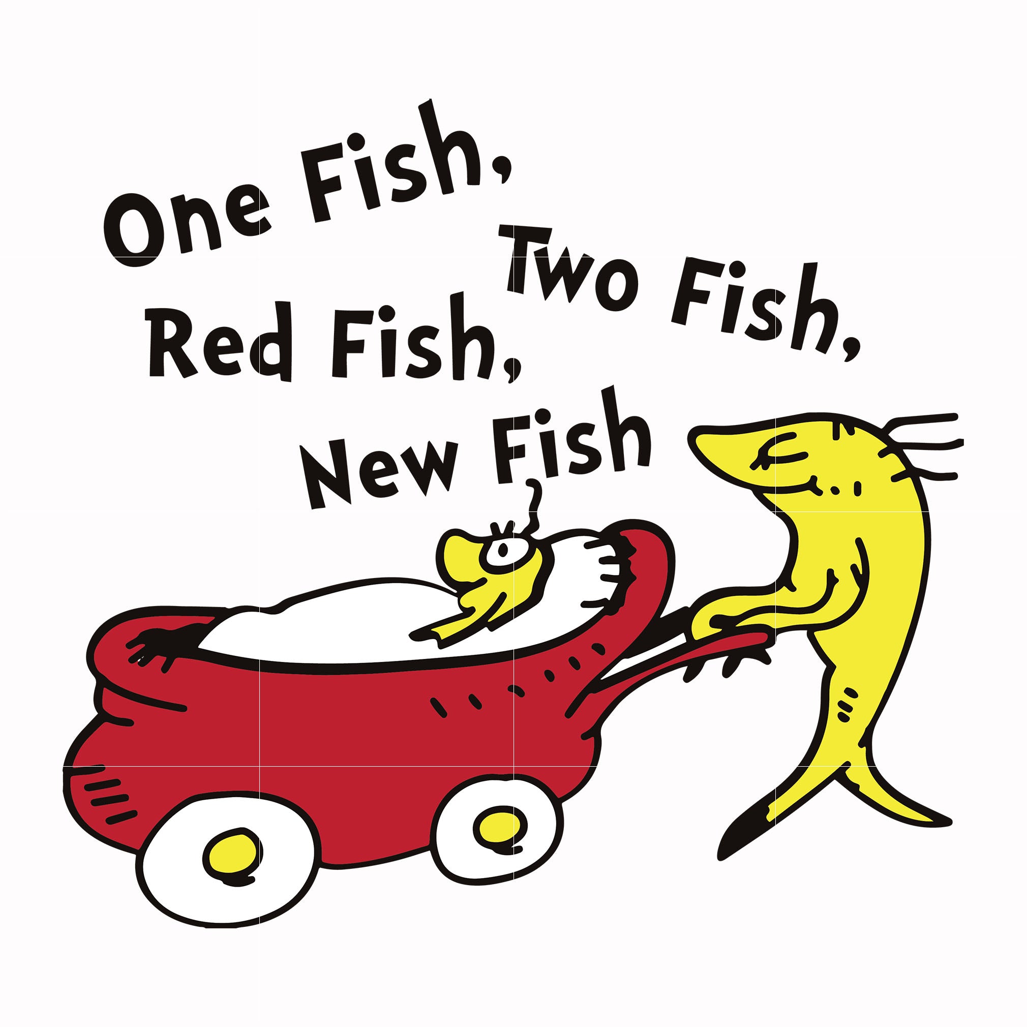 One fish two fish red fish new fish svg, dr seuss svg, eps, png, dxf