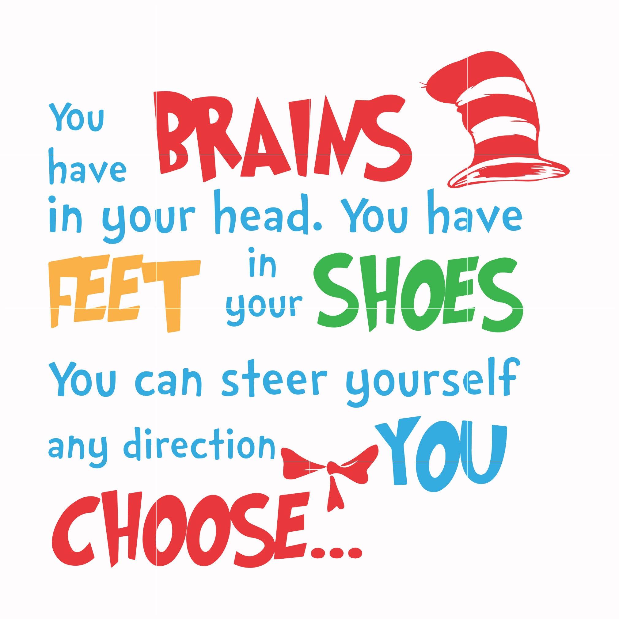 You have brains in your head you have feet in your shoes you can steer