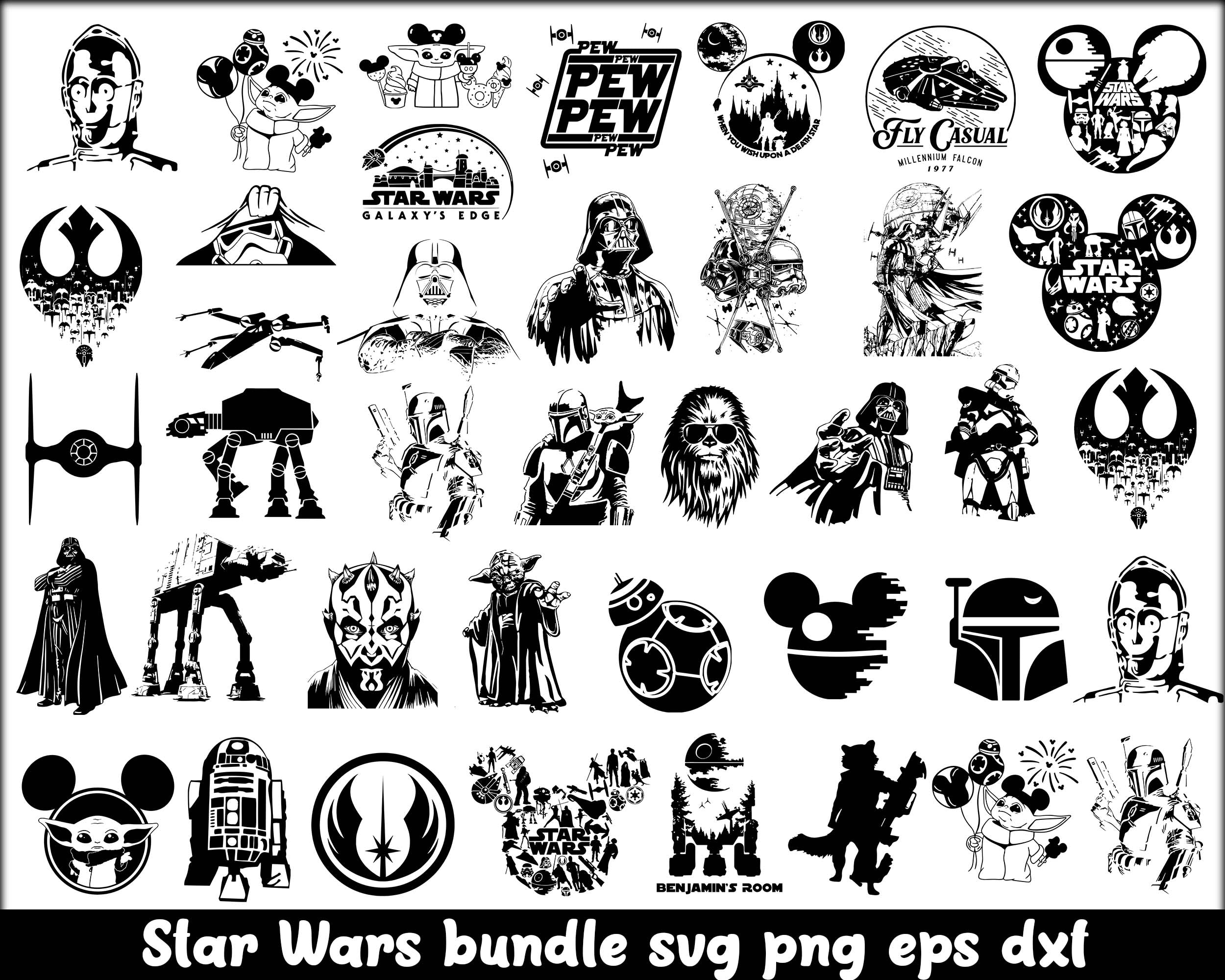 2023 Star Wars Svg, Star Wars Svg, Star Wars Characters svg png eps dxf, Back and white svg, Disney svg