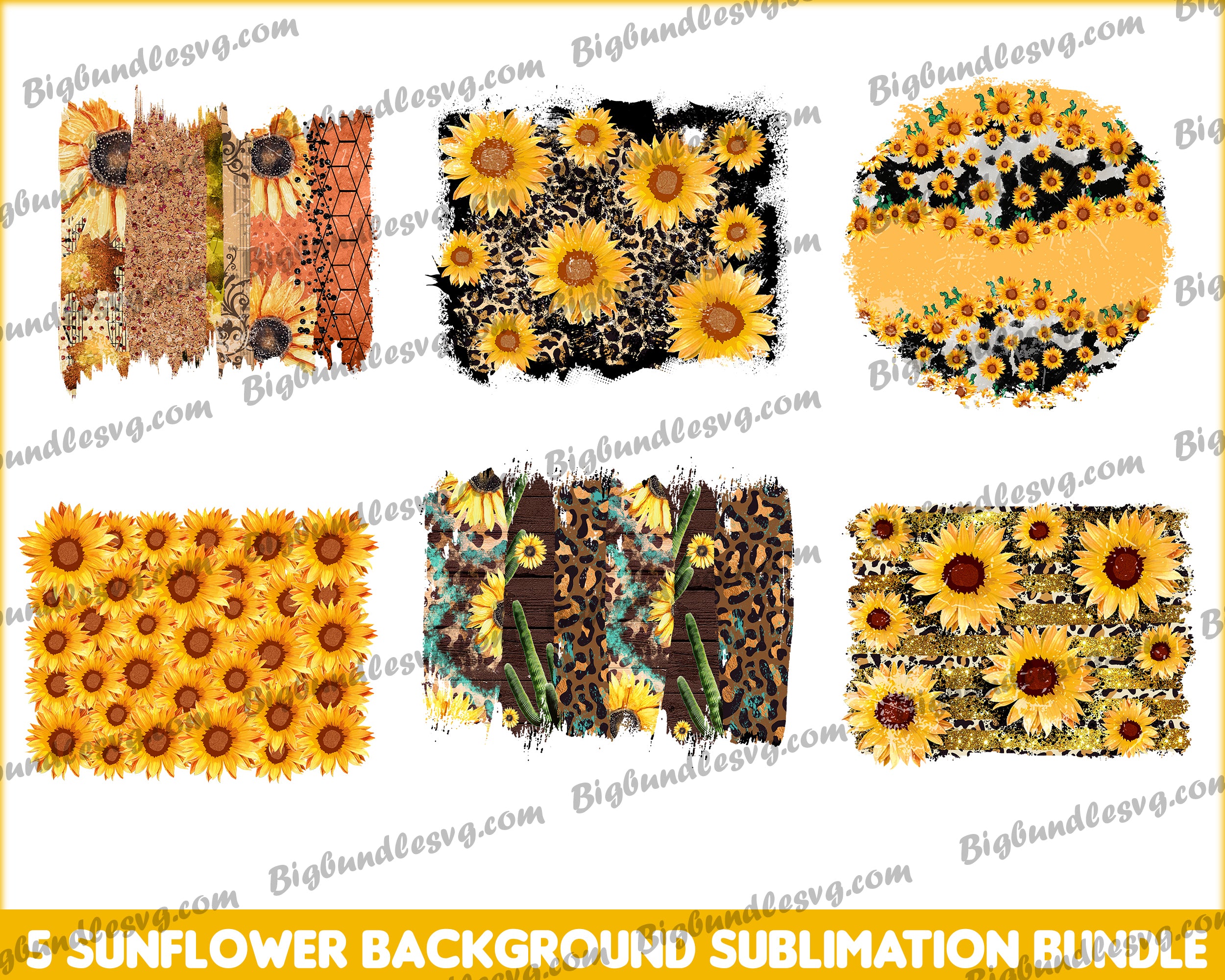 Sunflower sublimation Background Bundle - Digital Dowload