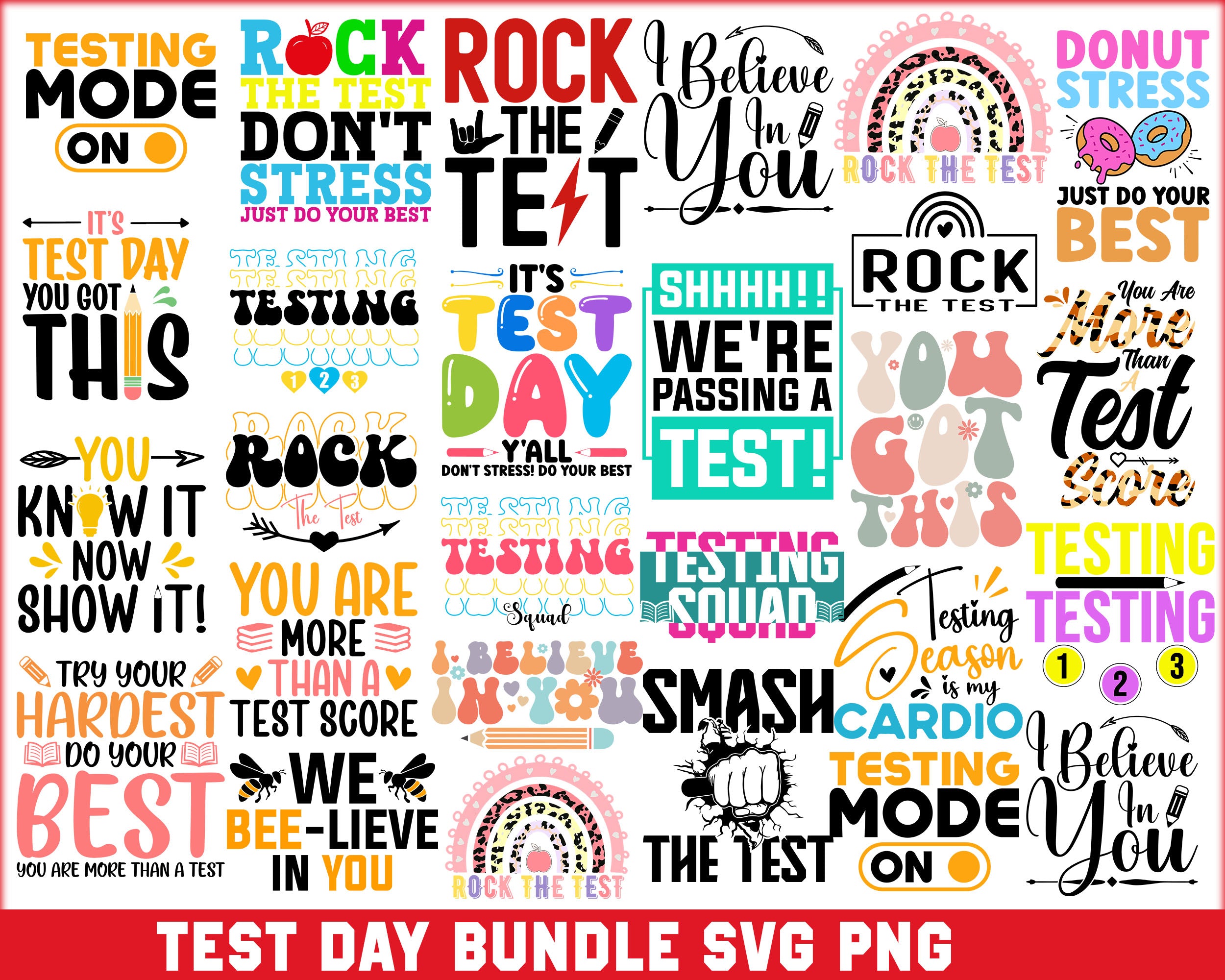 Test Day Svg Png Bundle, Testing Day Svg, State Testing Png, Test Day Bundle Cricut File Sublimation Designs