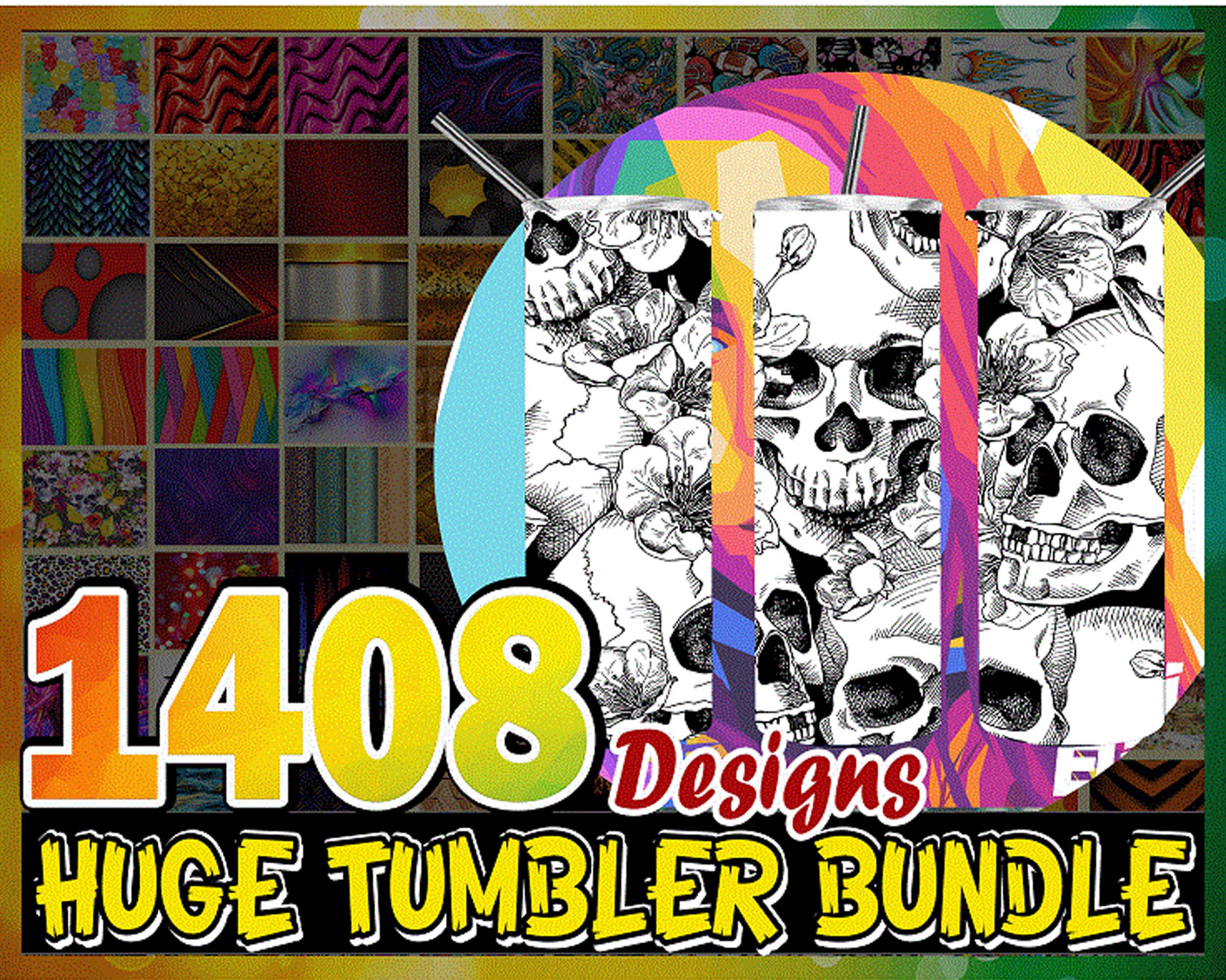 1408+ Tumbler Designs Bundle PNG High Quality, Designs 20 oz sublimation, Bundle Design Template for Sublimation