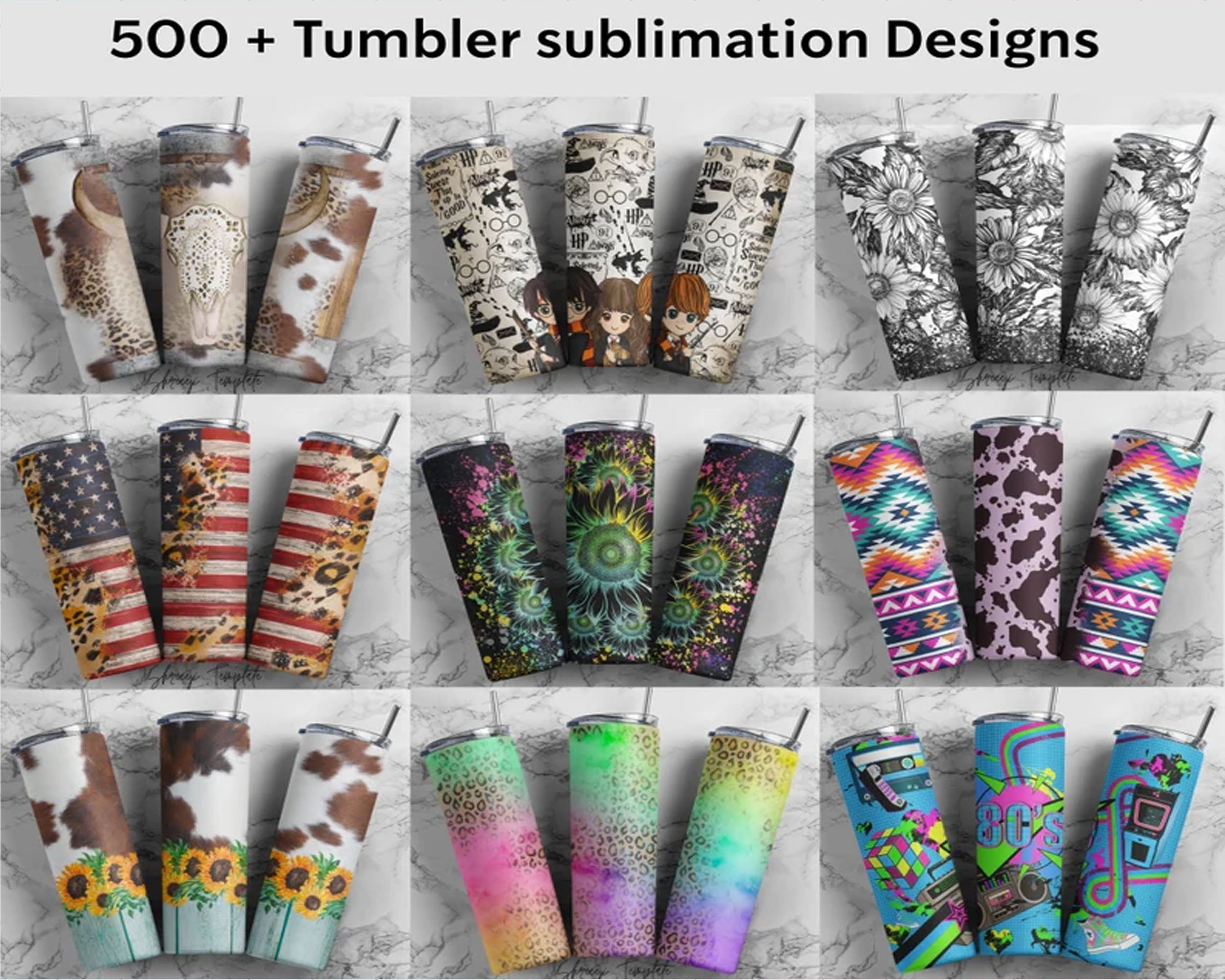 500+ Tumbler Wraps for 20 oz Sublimation Tumbler Bundle