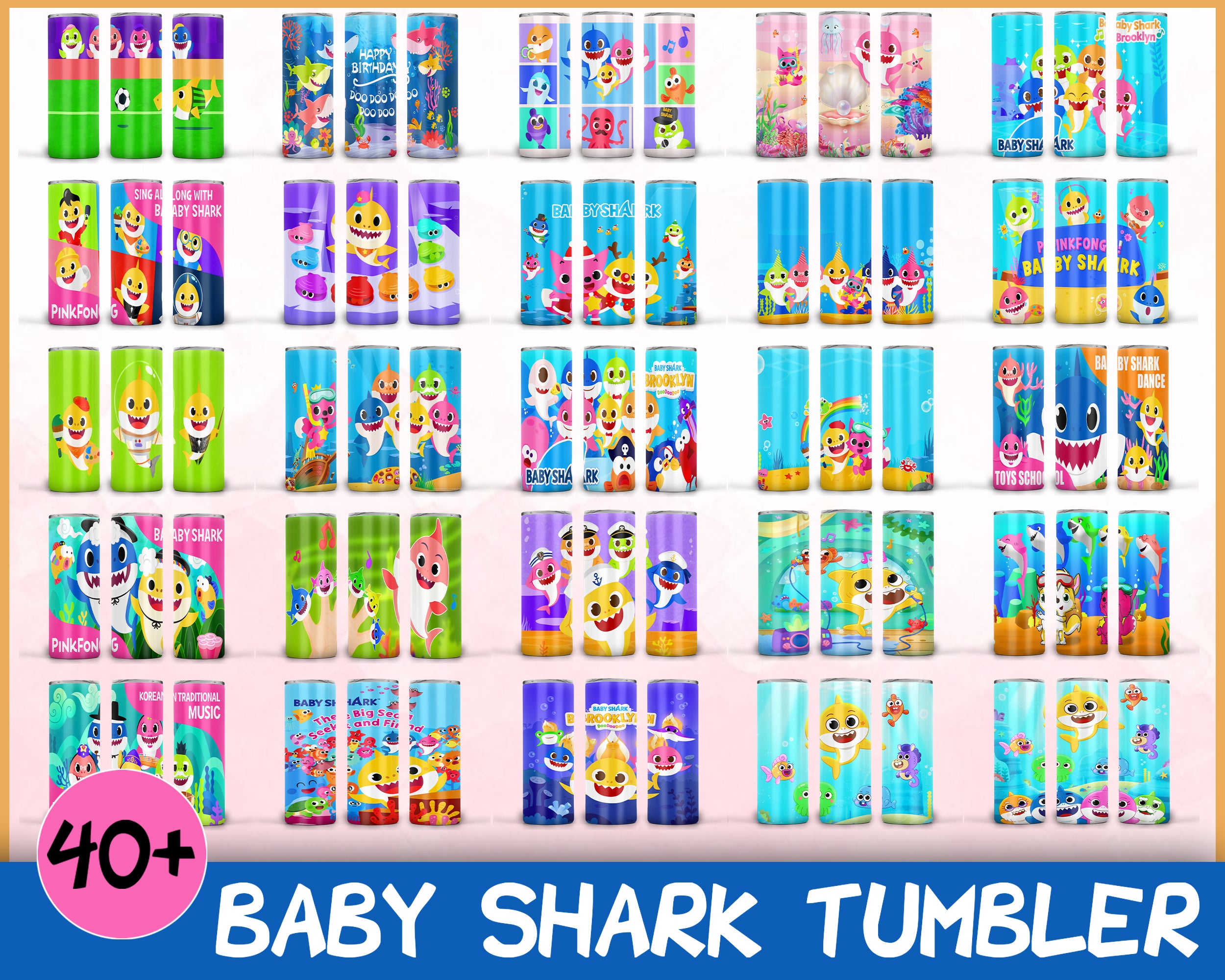 Baby shark Tumbler Bundle - Baby shark png - Digital download
