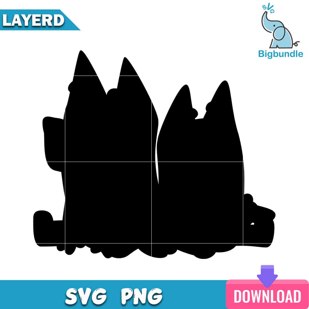 Bluey And Bingo Silhouette Svg Bluey Svg Digital Download Bigbundlesvg