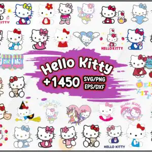 02.1.jpg Collage preview of 35 Hello Kitty poses with bows, hearts, teddy bear and apple in pink and red
