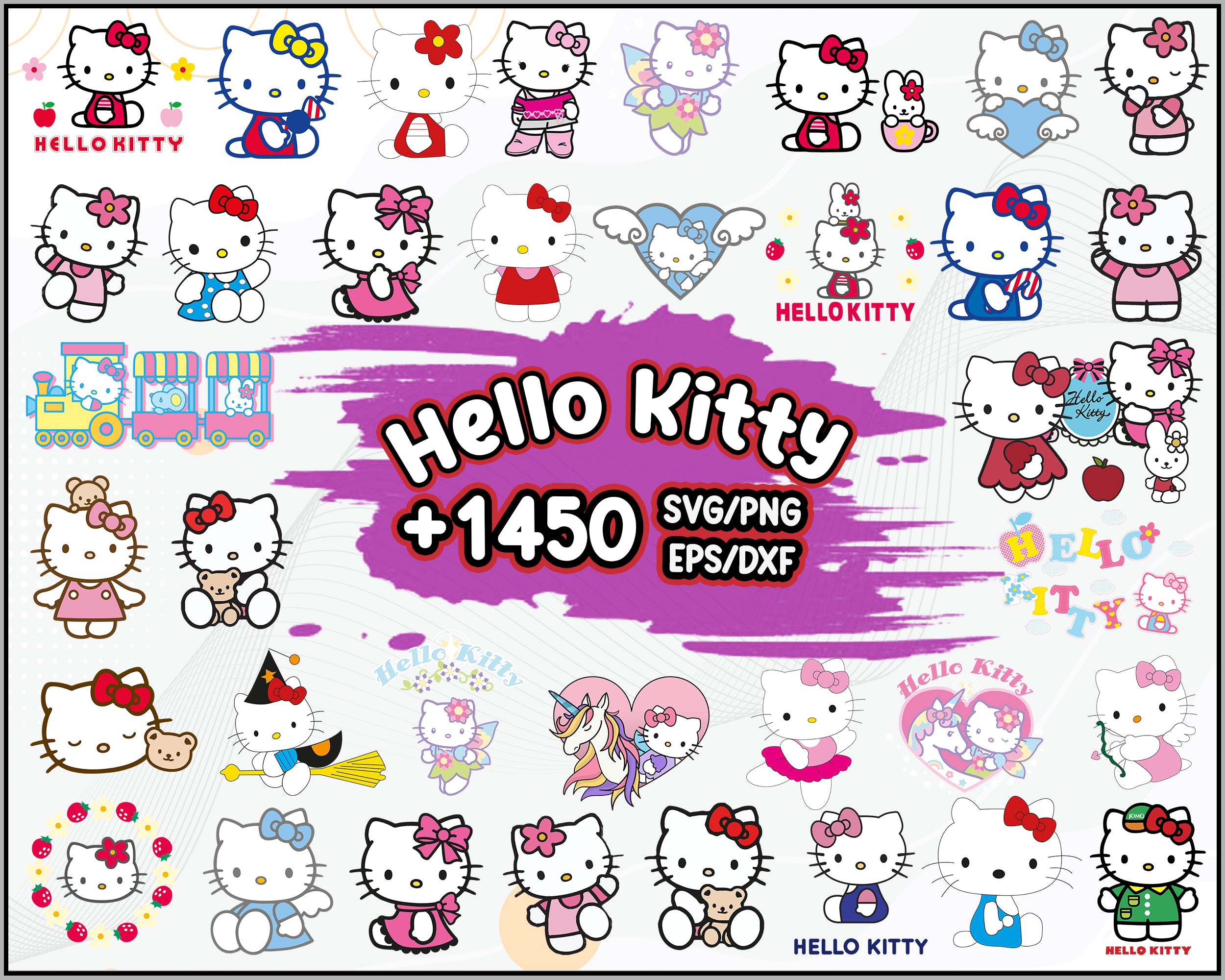 1450+ Hello Kitty Bundle svg, Hello kitty svg, eps, png, dxf
