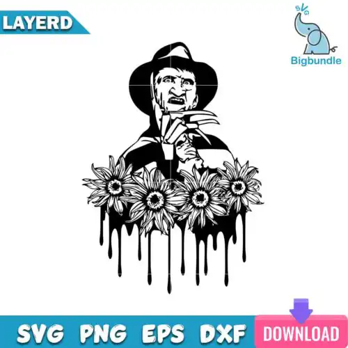 Freddy Krueger Flower Svg, Horror Movies Svg, Halloween Svg, SG22062323