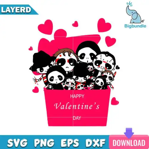 Horror Movie Chibi Valentine Box Svg, Halloween Svg, SG22062340