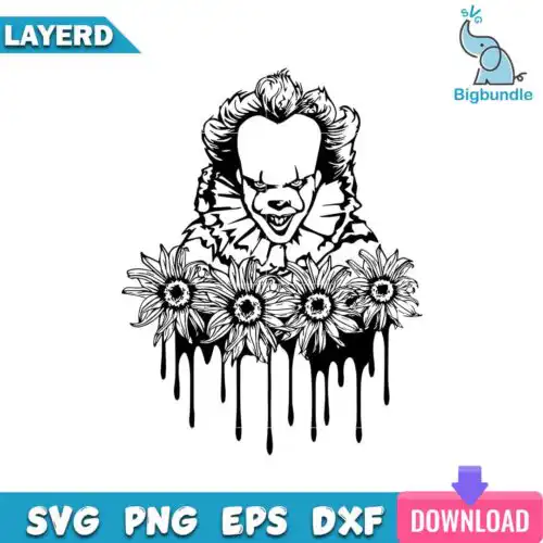 Pennywise Flower Svg, Horror Movies Svg, Halloween Svg, SG22062376